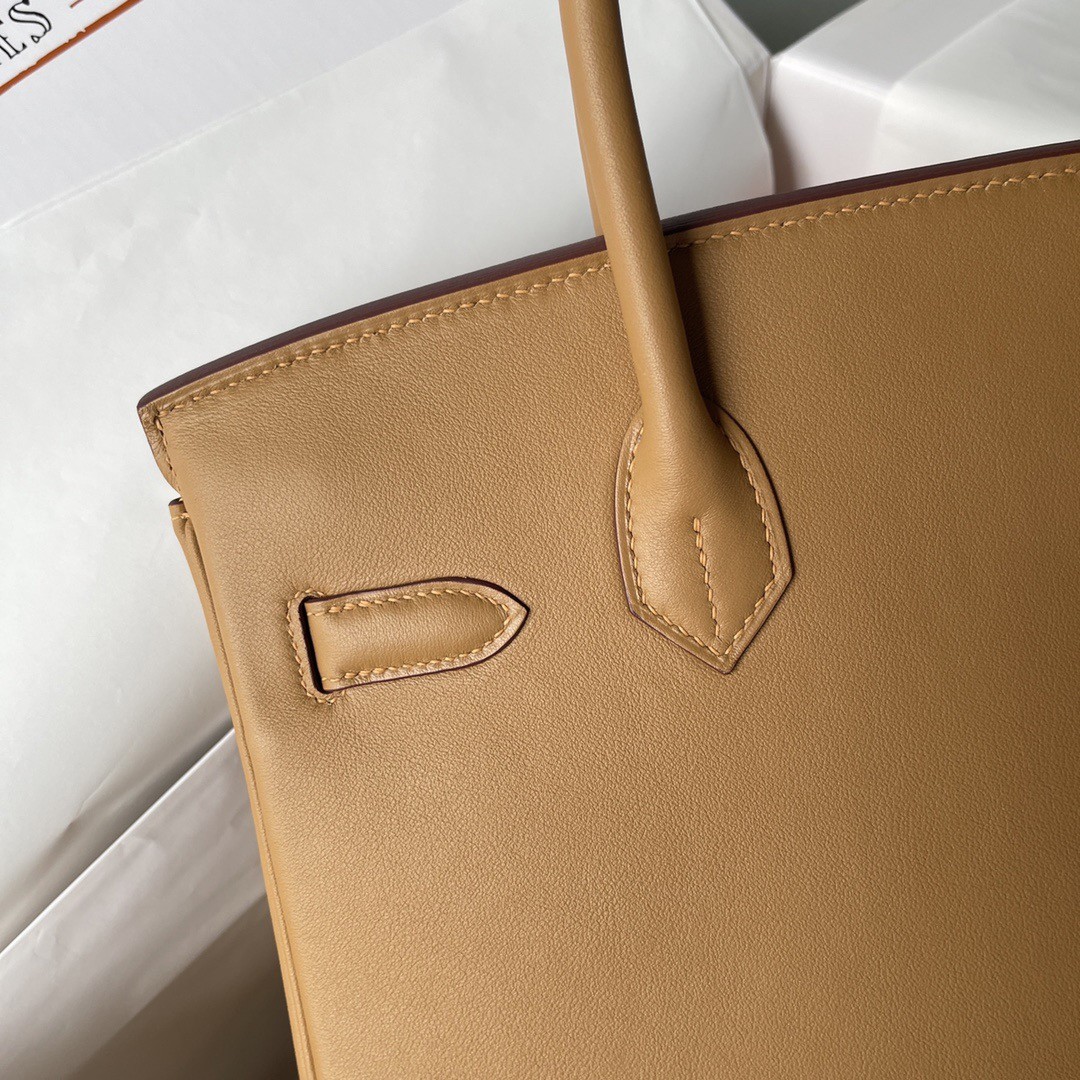 H**mes birkin 30 retourne handmade bag in biscuit swift leather