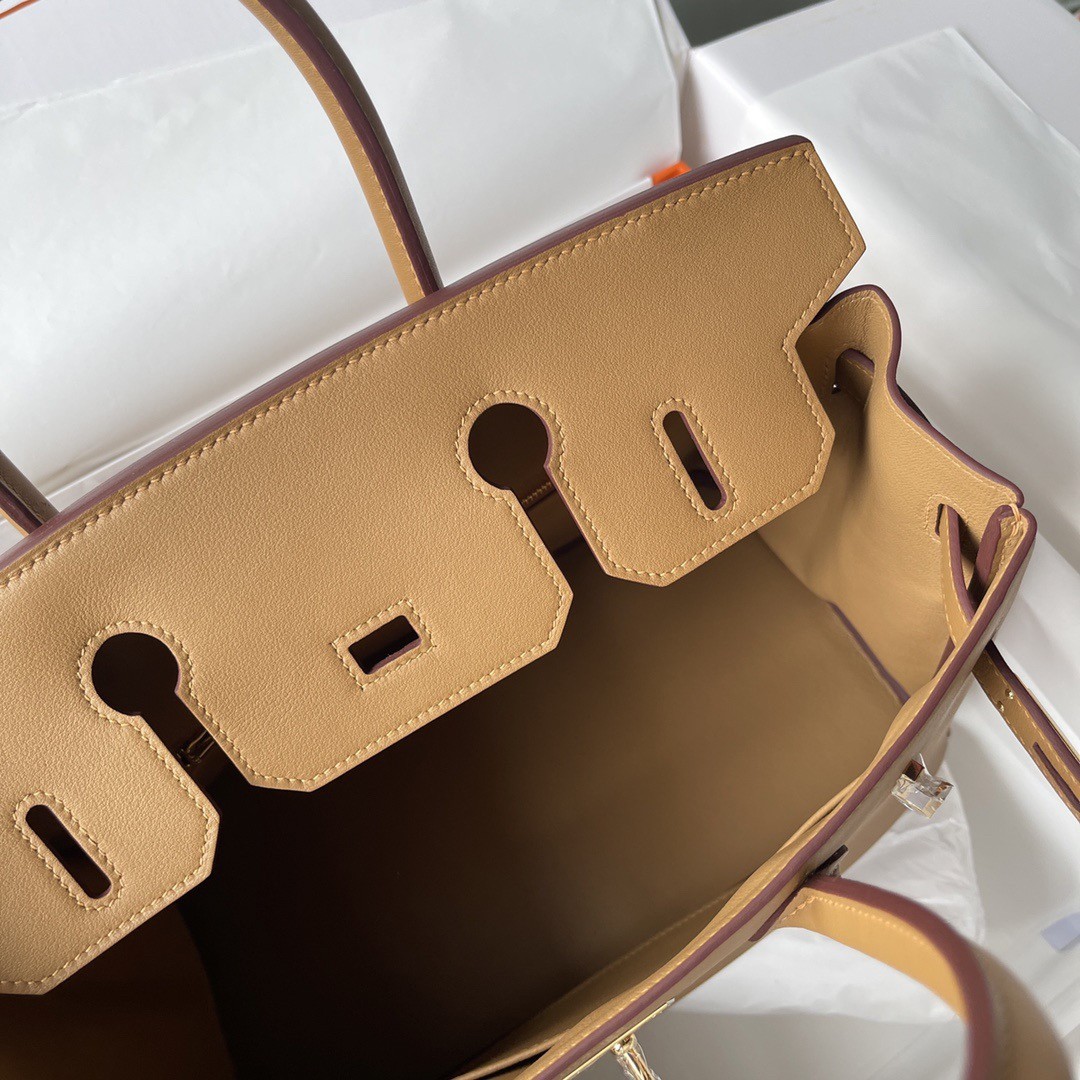 H**mes birkin 30 retourne handmade bag in biscuit swift leather