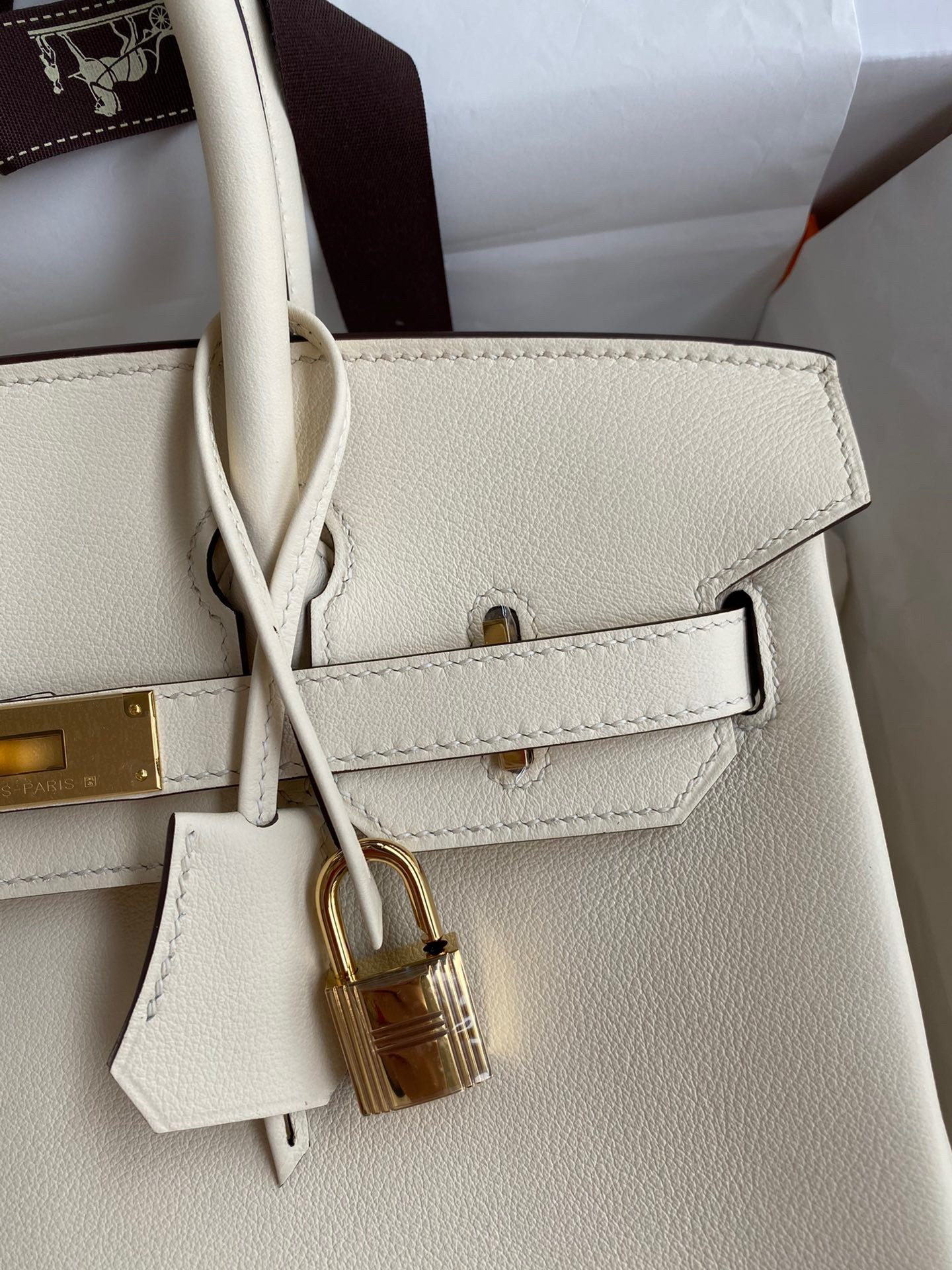 H**mes birkin 30 retourne handmade bag in nata swift leather