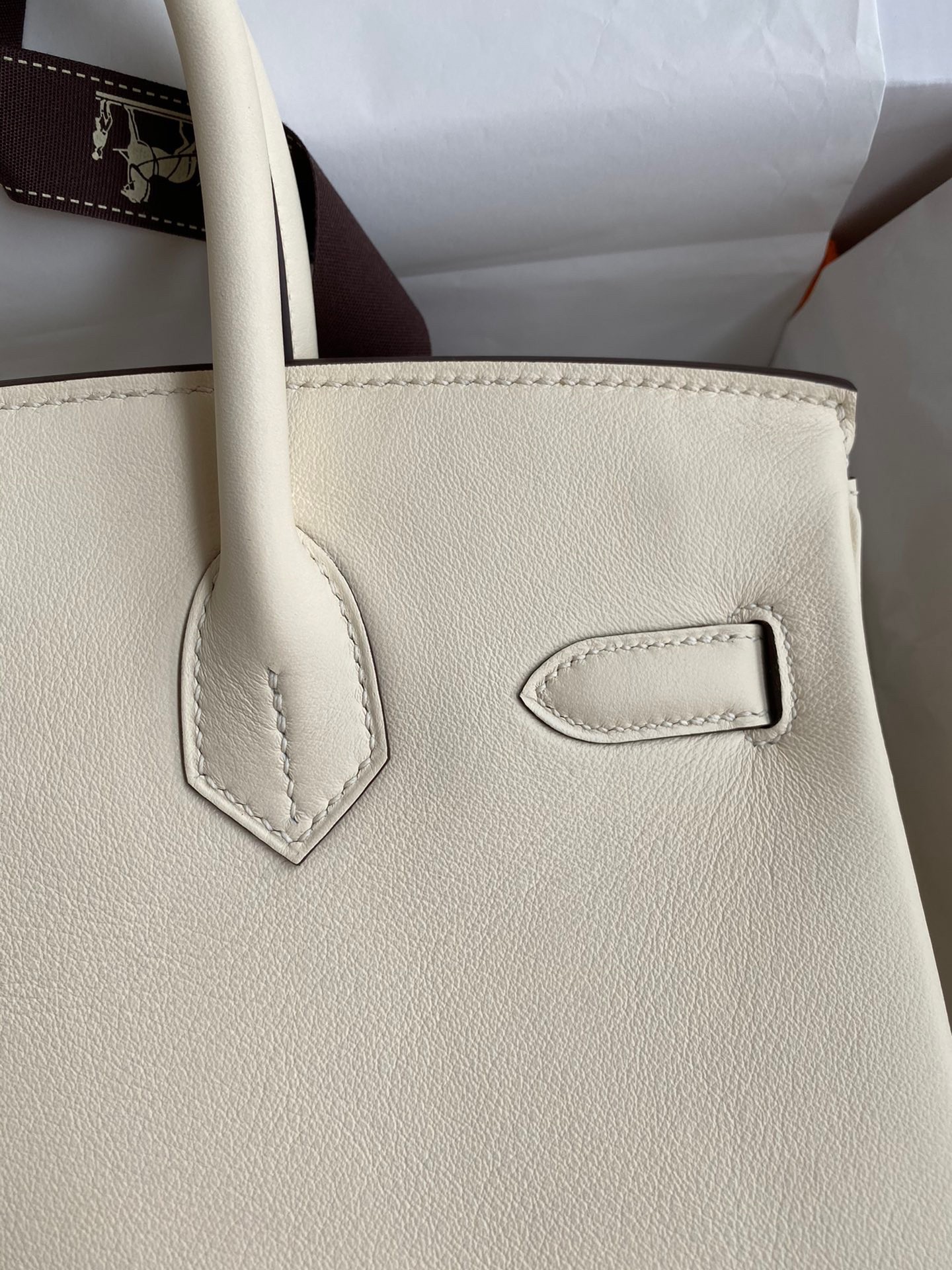 H**mes birkin 30 retourne handmade bag in nata swift leather