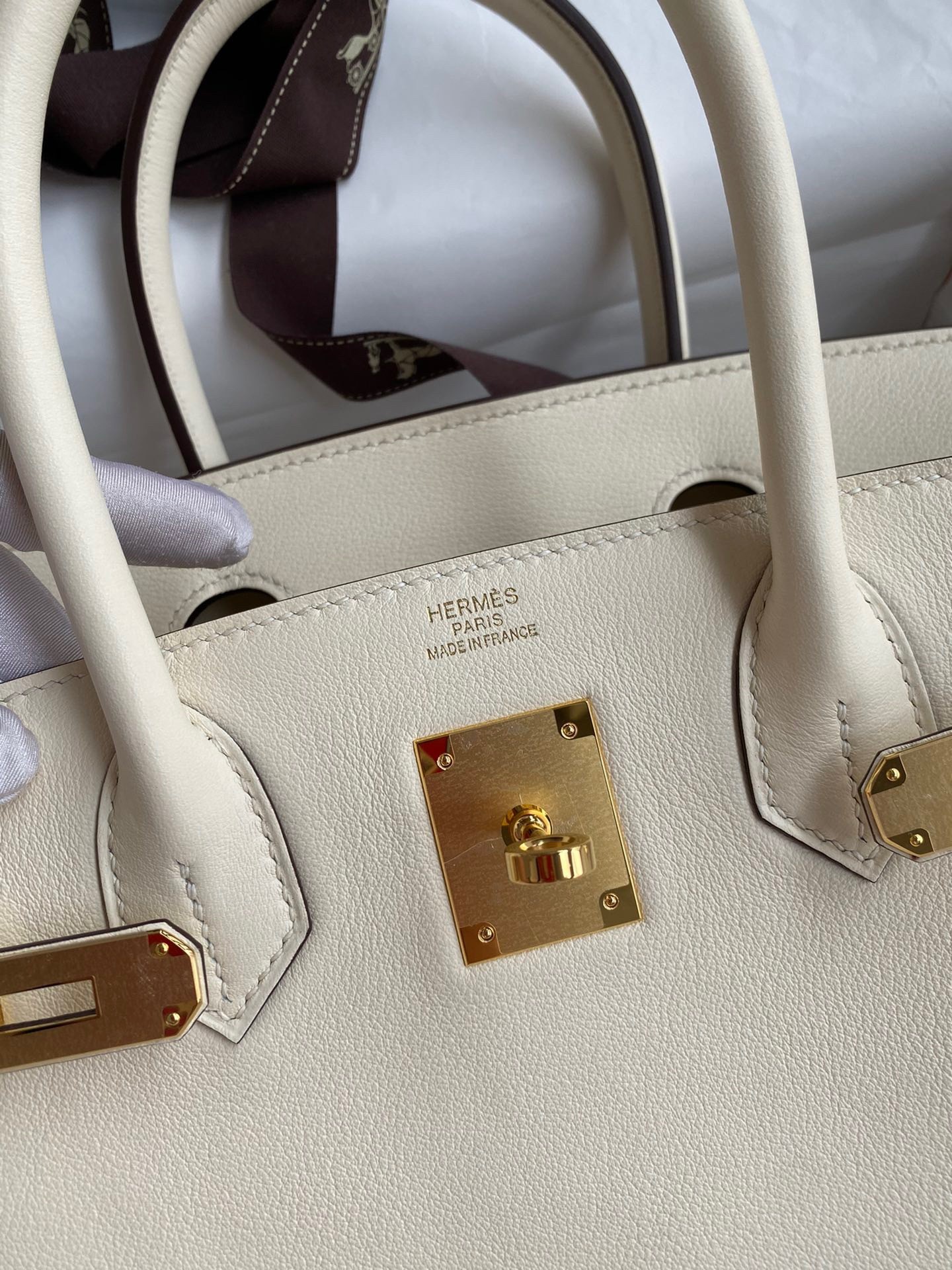 H**mes birkin 30 retourne handmade bag in nata swift leather