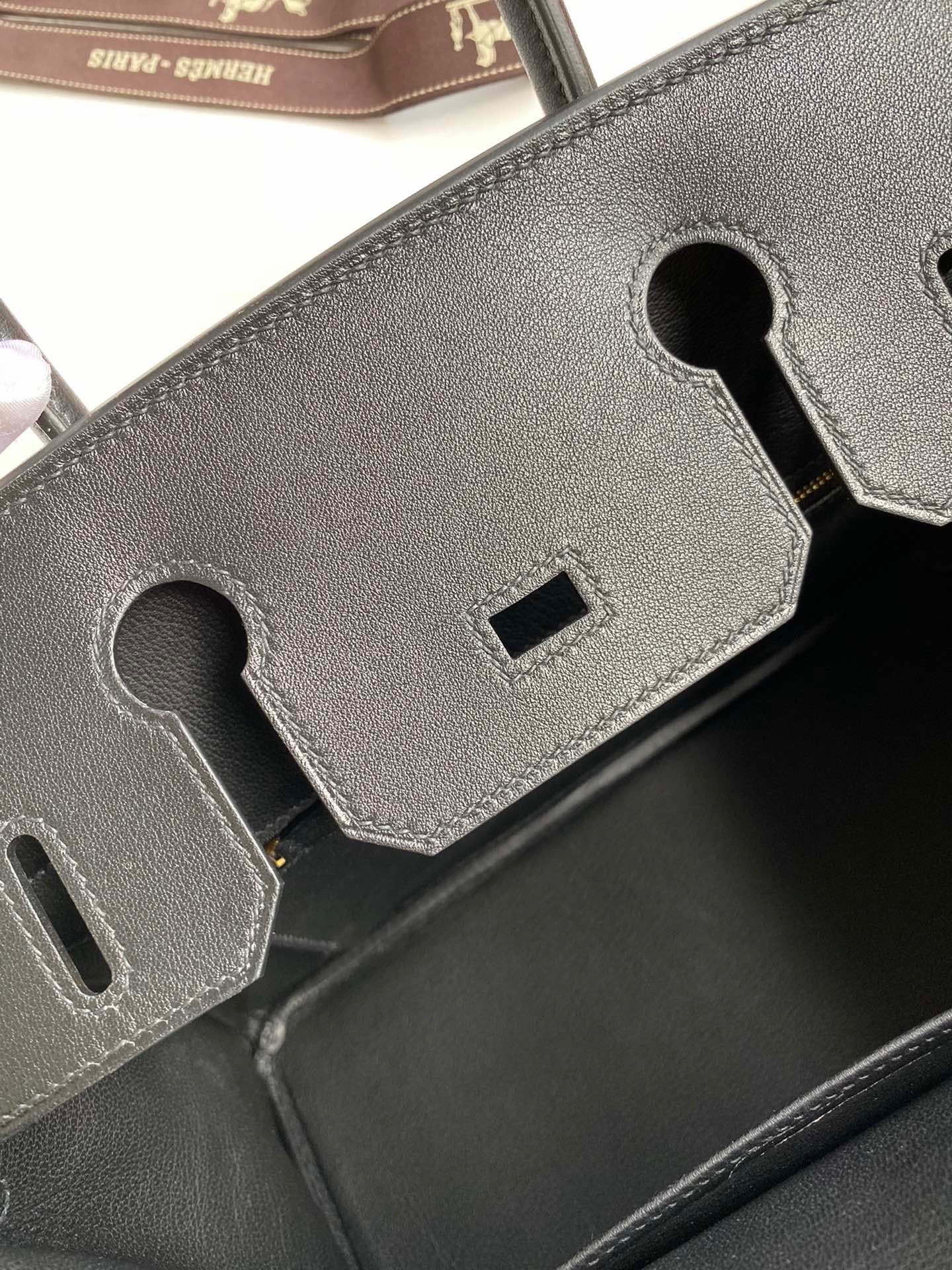 H**mes birkin 30 retourne handmade bag in black swift leather