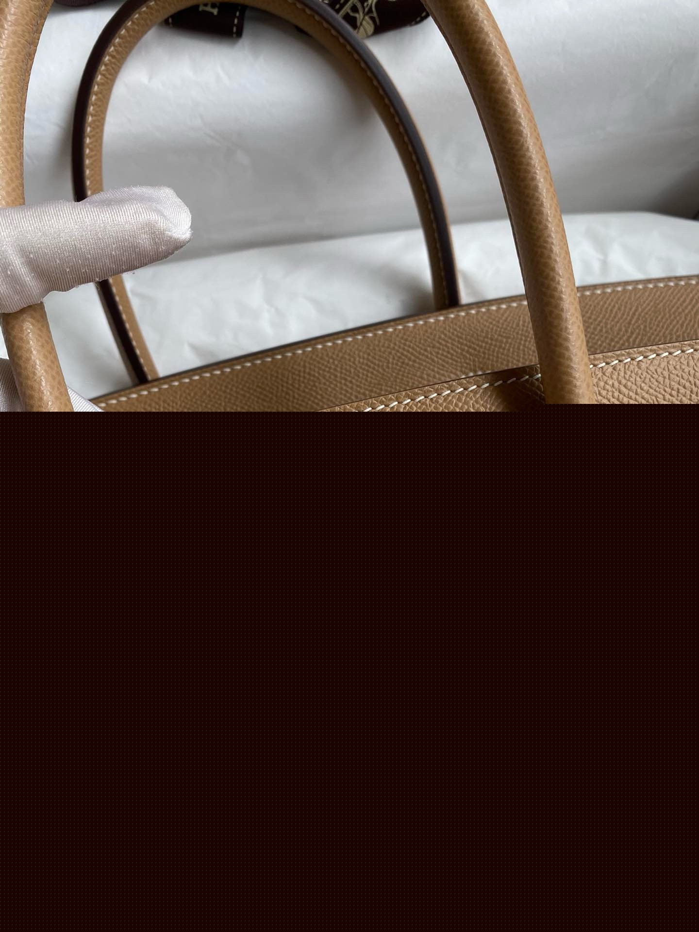 H**mes birkin 30 handmade bag in toile & chai epsom leather