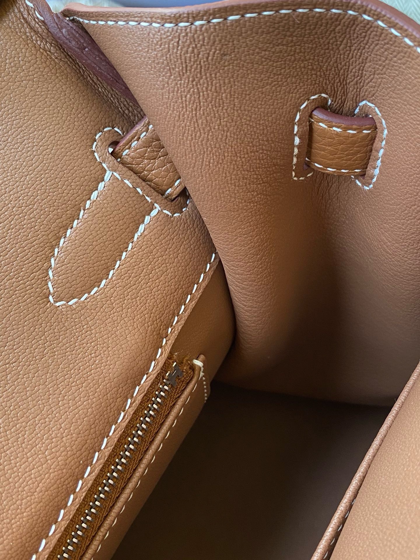 H**mes birkin 30 retourne handmade bag in gold togo leather