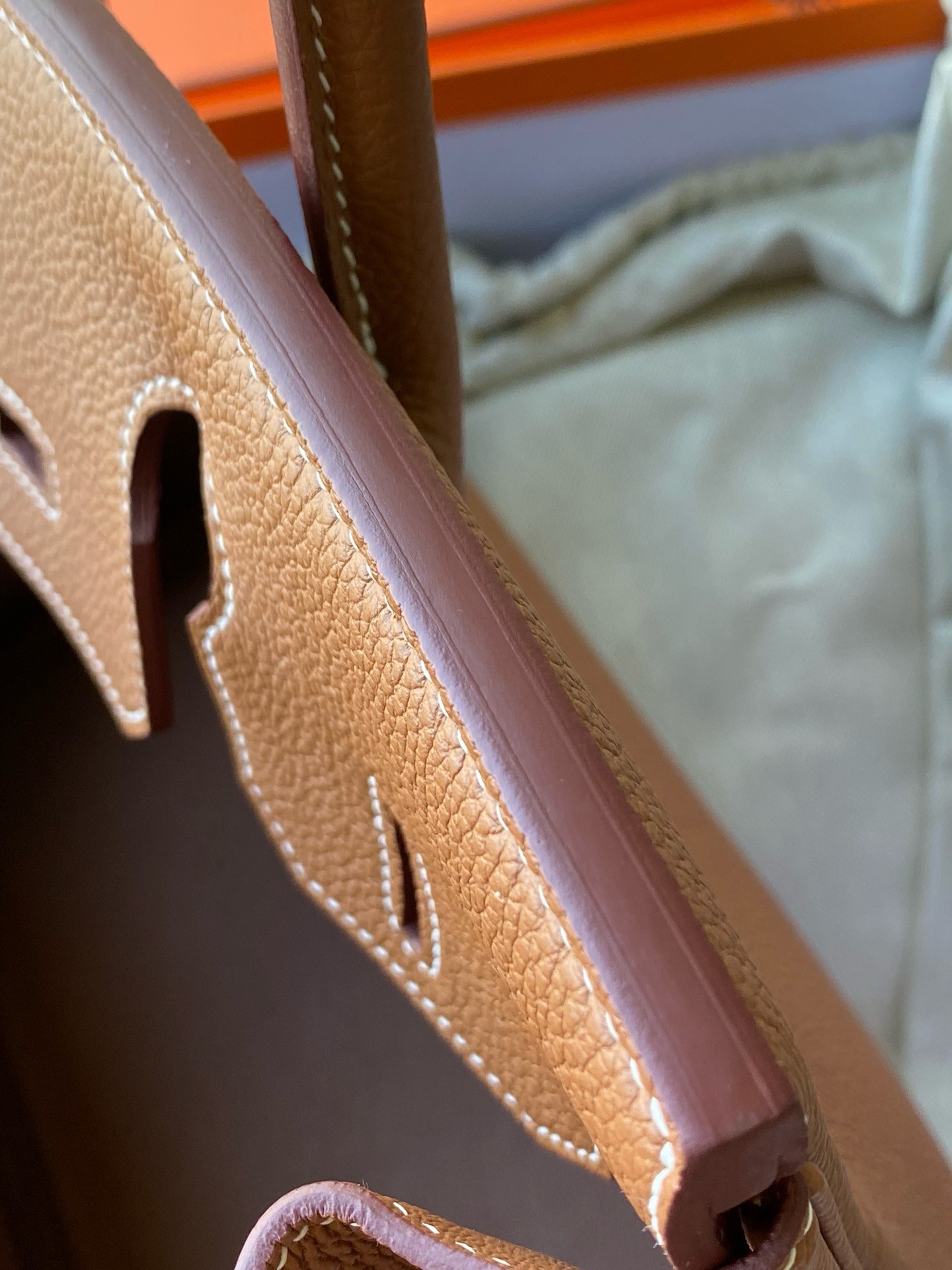 H**mes birkin 30 retourne handmade bag in gold togo leather