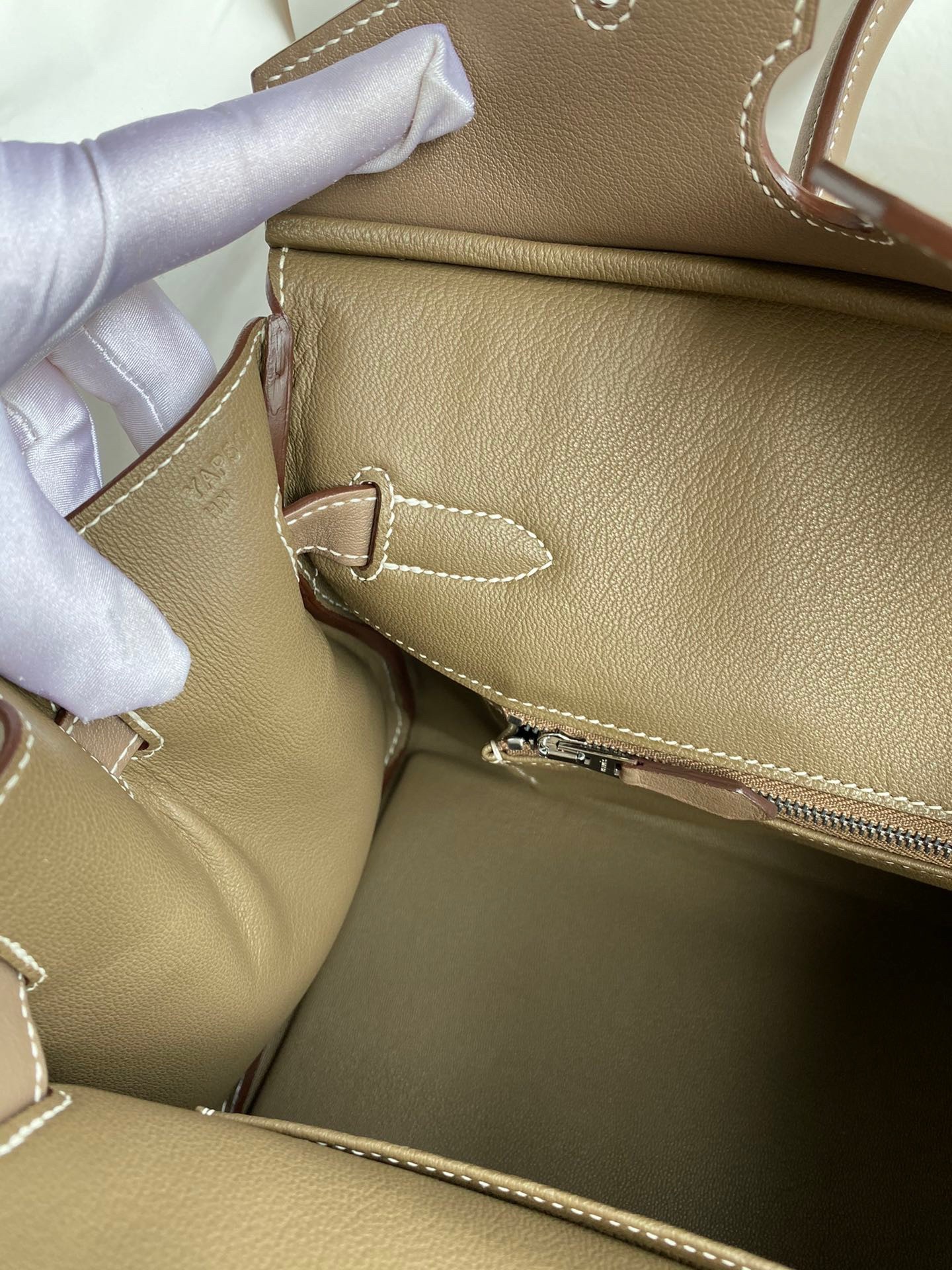 H**mes birkin 30 handmade bag in toile & tourterelle swift leather