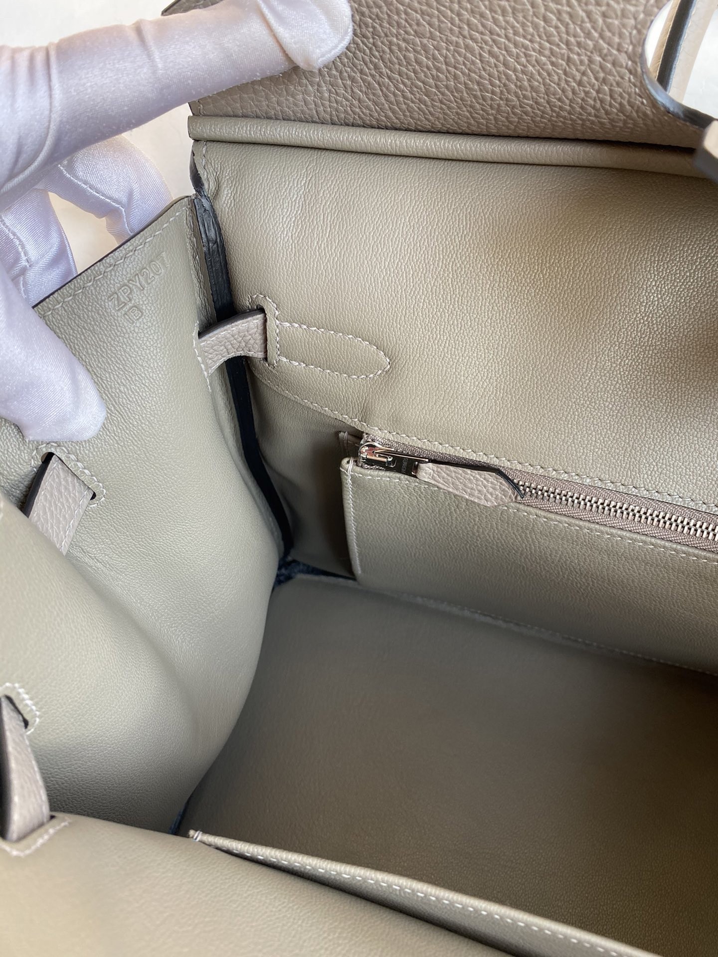 H**mes birkin 35 retourne handmade bag in gris asphalt clemence leather