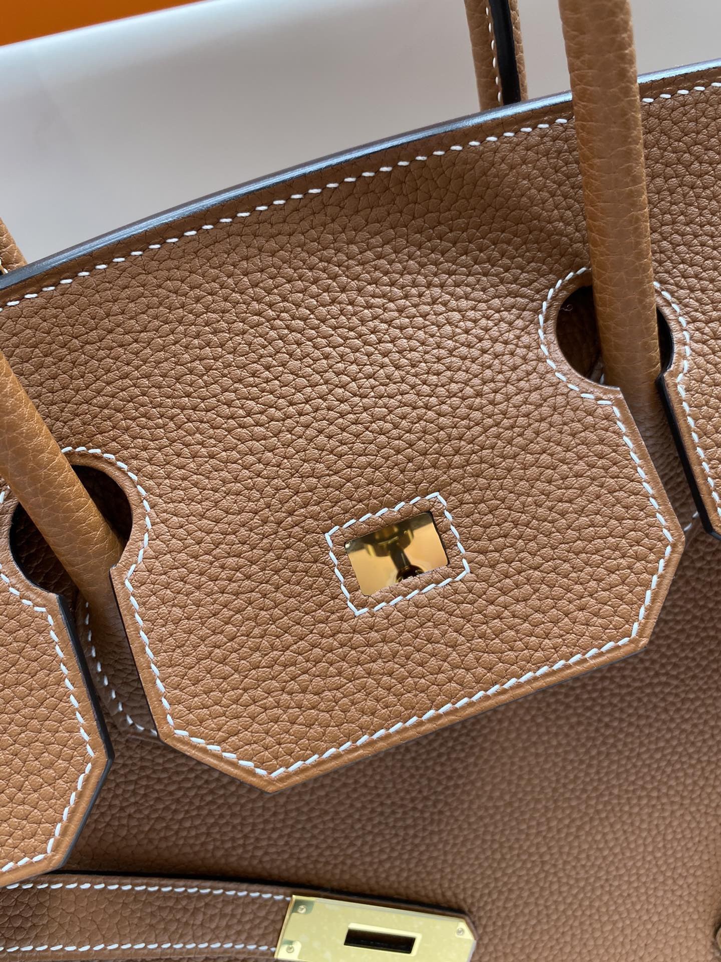 H**mes birkin 35 retourne handmade bag in gold clemence leather