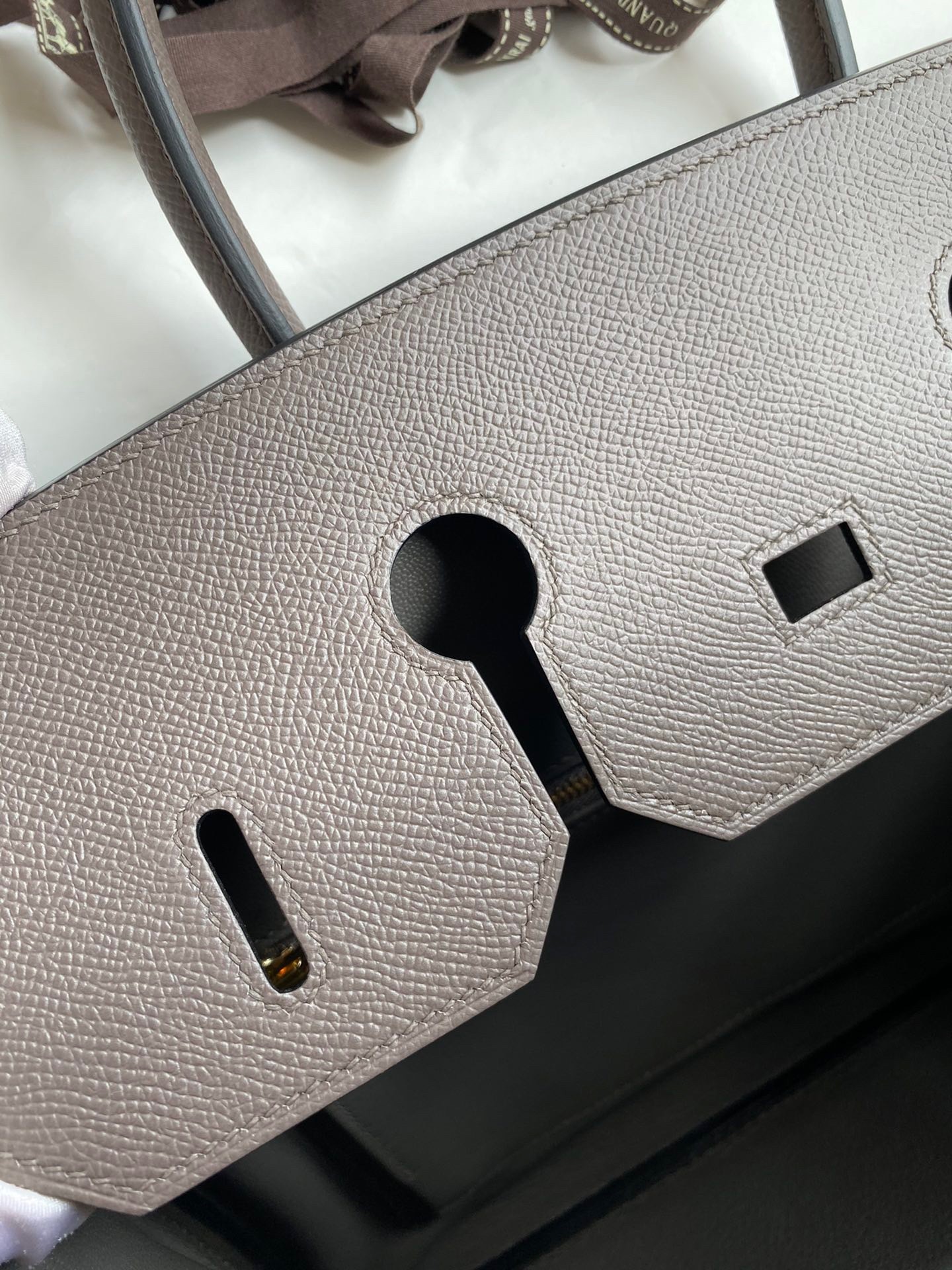 H**mes birkin 35 retourne handmade bag in etain epsom calfskin