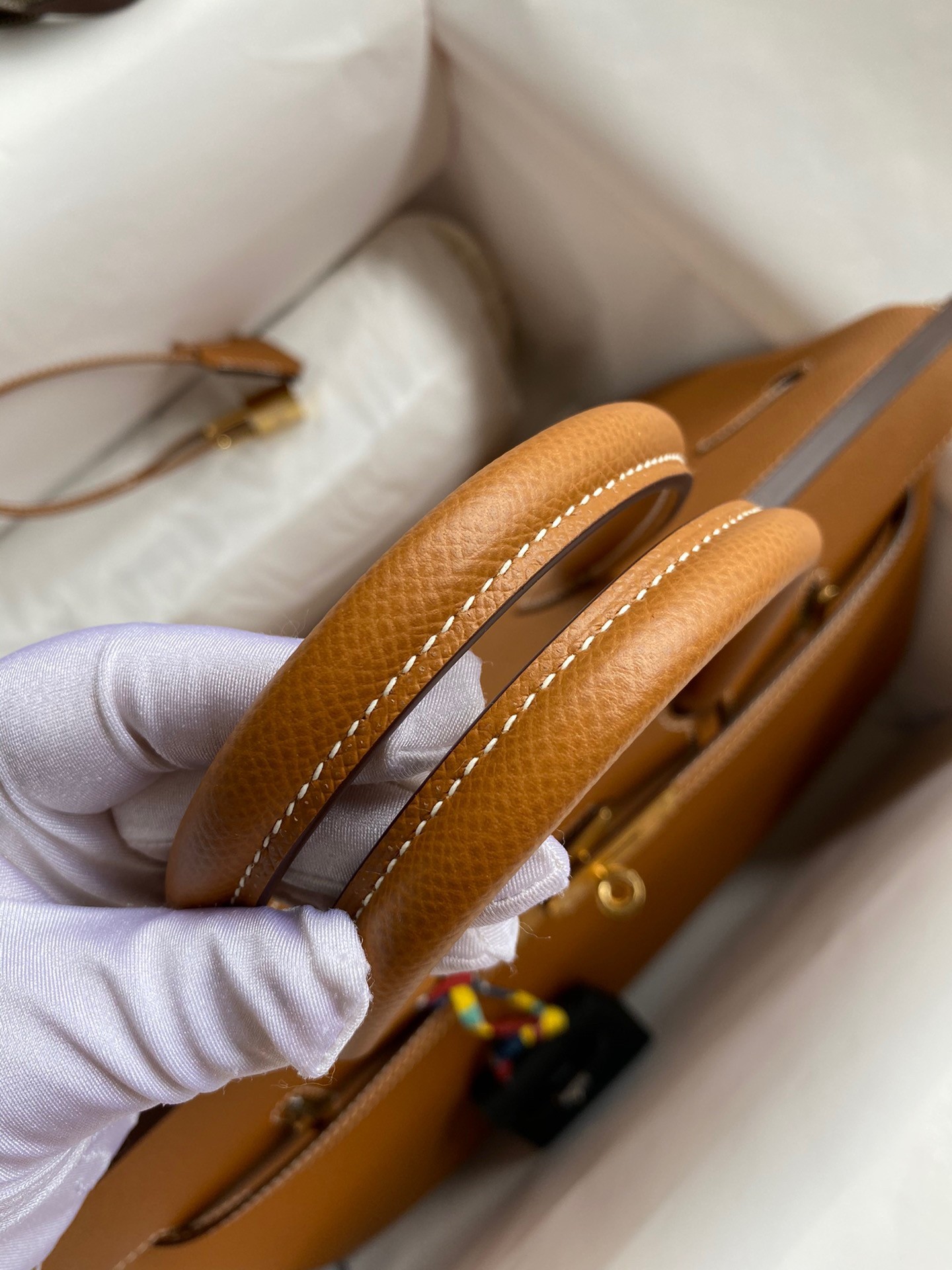 H**mes birkin 35 retourne handmade bag in gold epsom calfskin