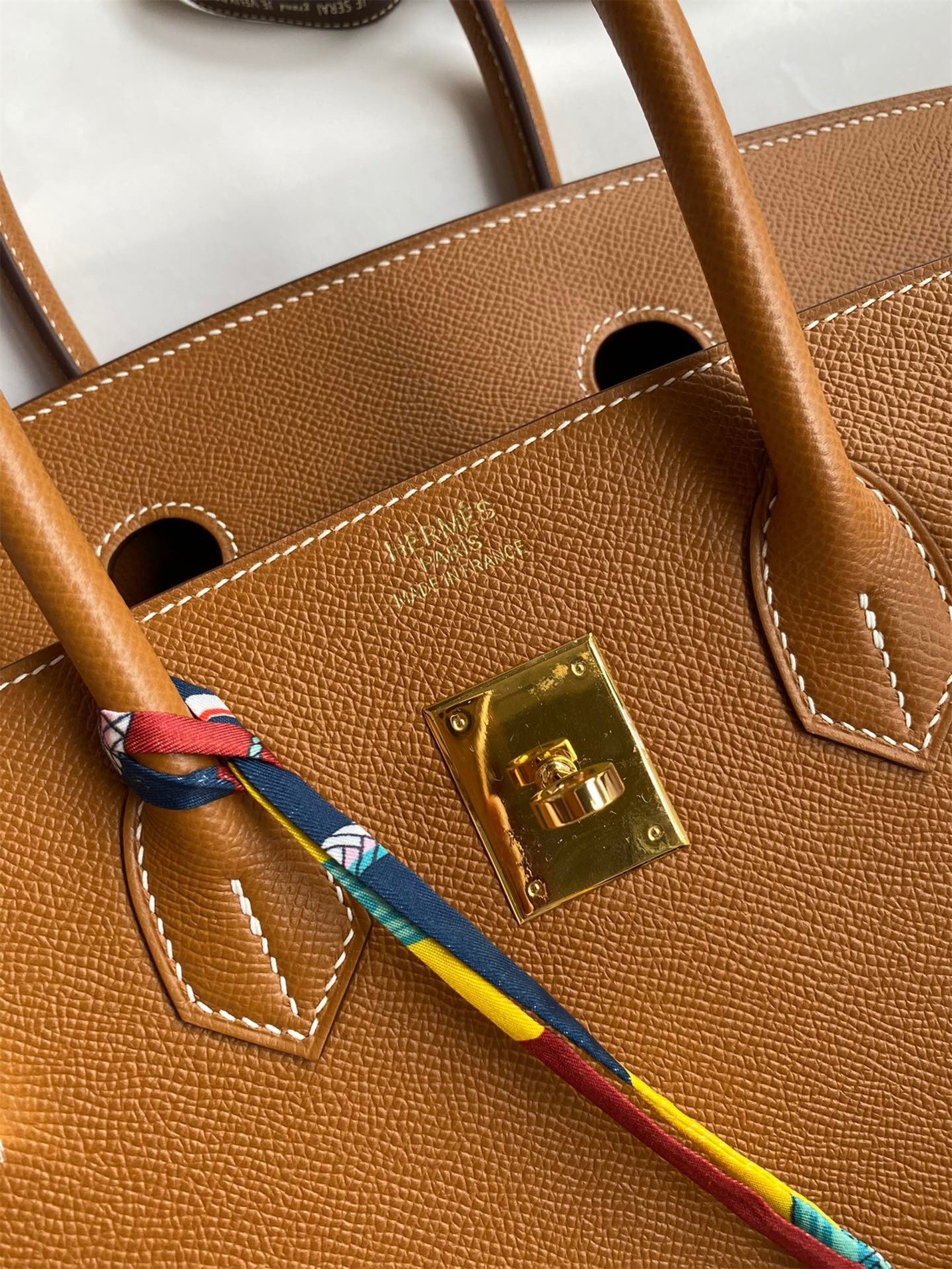 H**mes birkin 35 retourne handmade bag in gold epsom calfskin