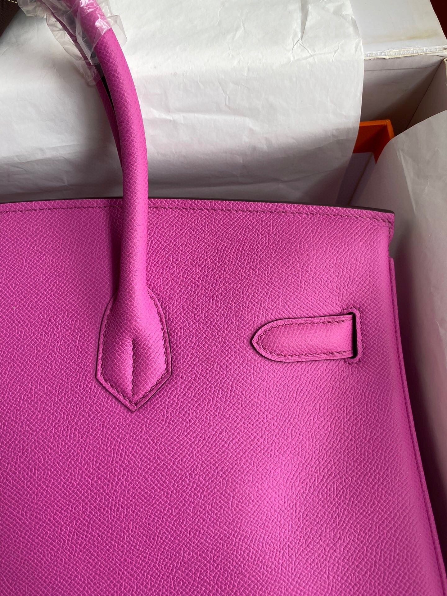 H**mes birkin 35 retourne handmade bag in rose magnolia epsom calfskin