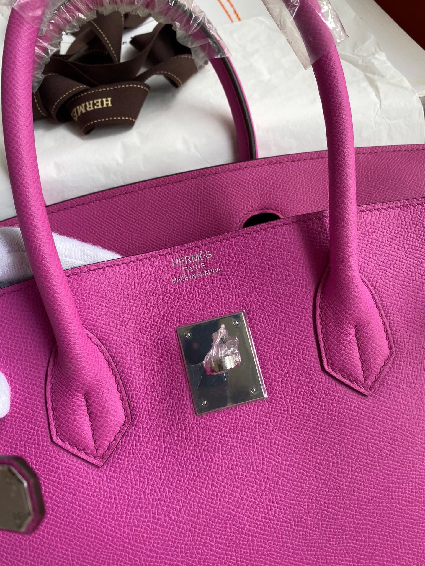 H**mes birkin 35 retourne handmade bag in rose magnolia epsom calfskin
