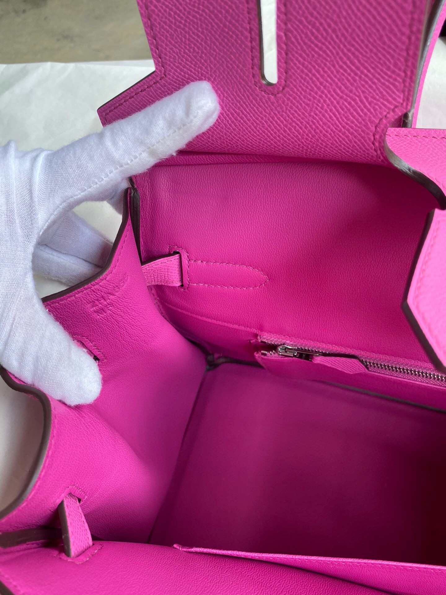 H**mes birkin 35 retourne handmade bag in rose magnolia epsom calfskin