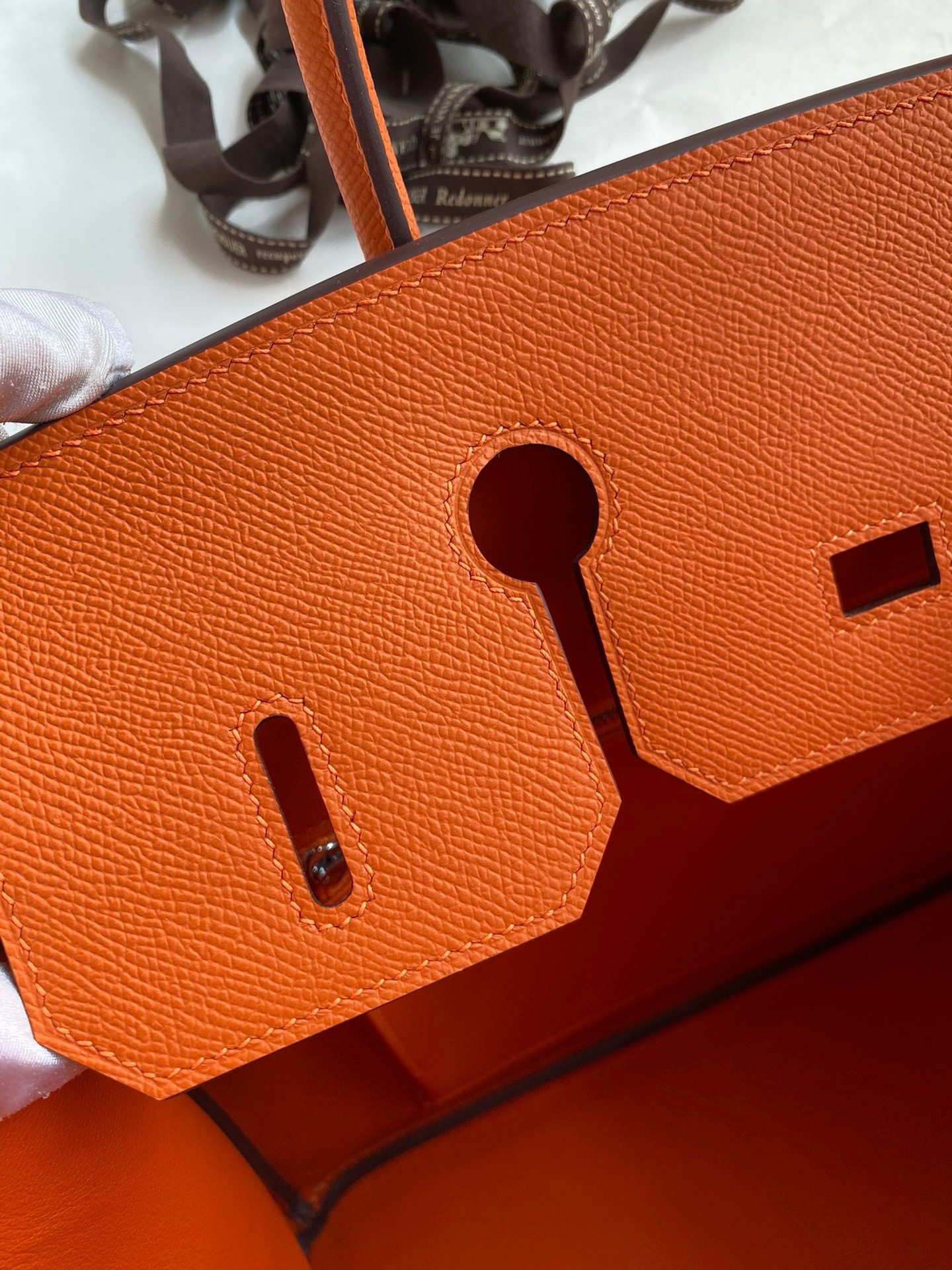 H**mes birkin 35 retourne handmade bag in orange epsom calfskin