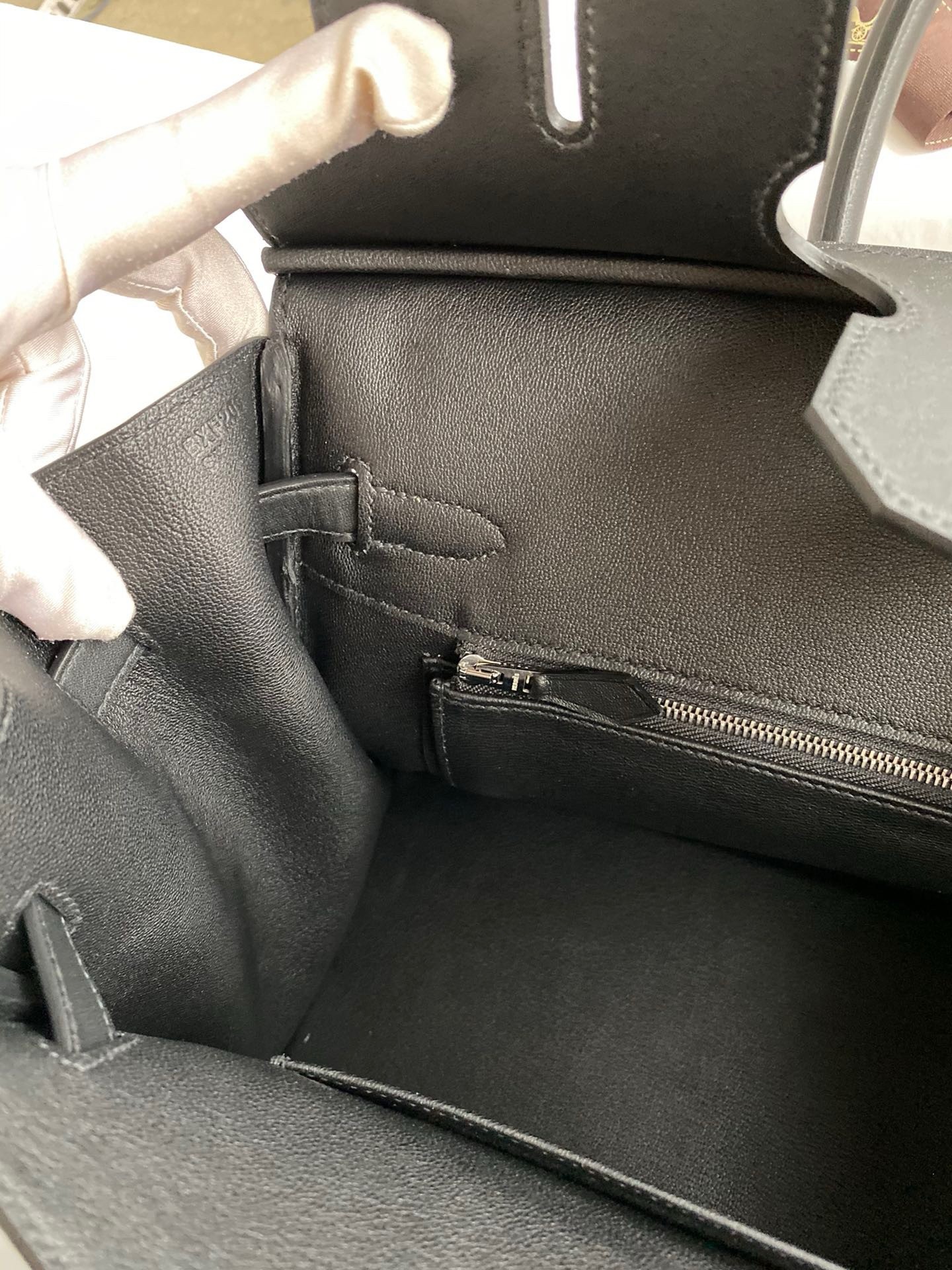 H**mes birkin 35 retourne handmade bag in black swift leather