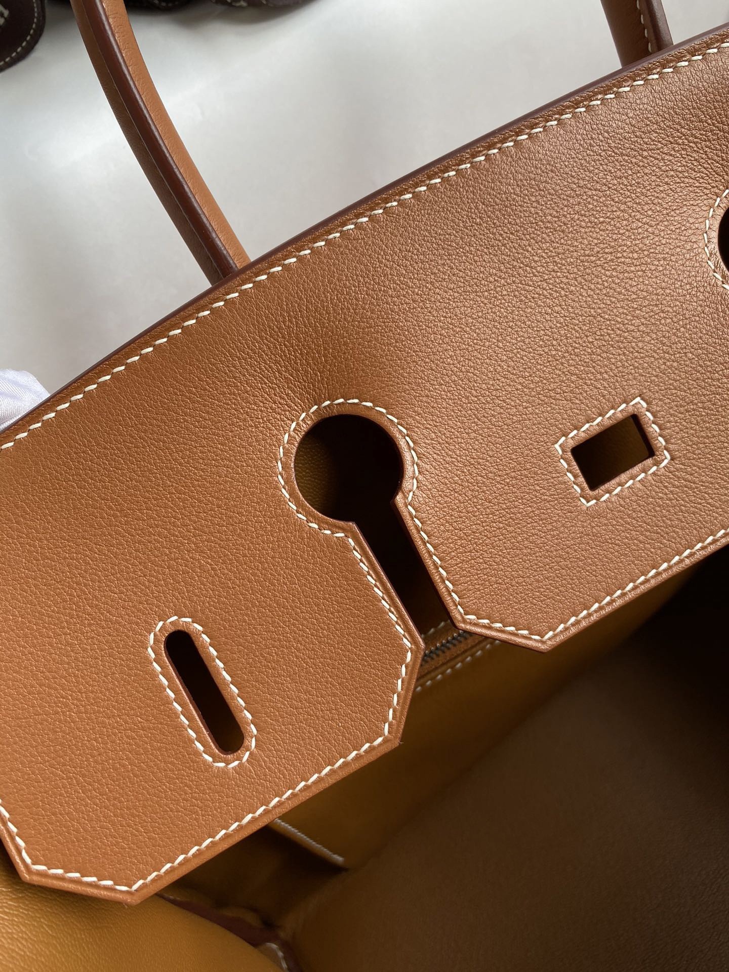 H**mes birkin 35 handmade bag in toile & gold swift leather