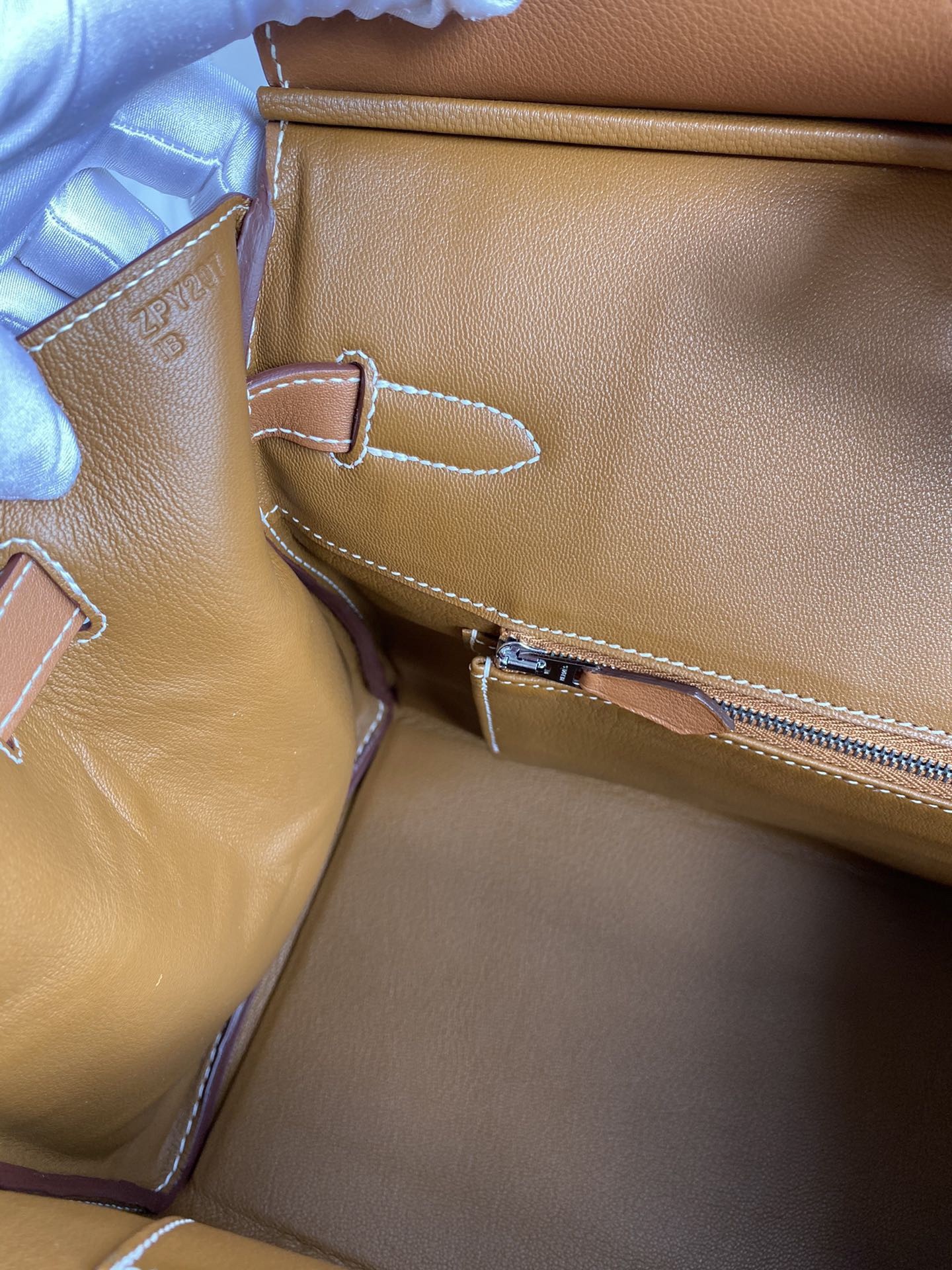 H**mes birkin 35 handmade bag in toile & gold swift leather