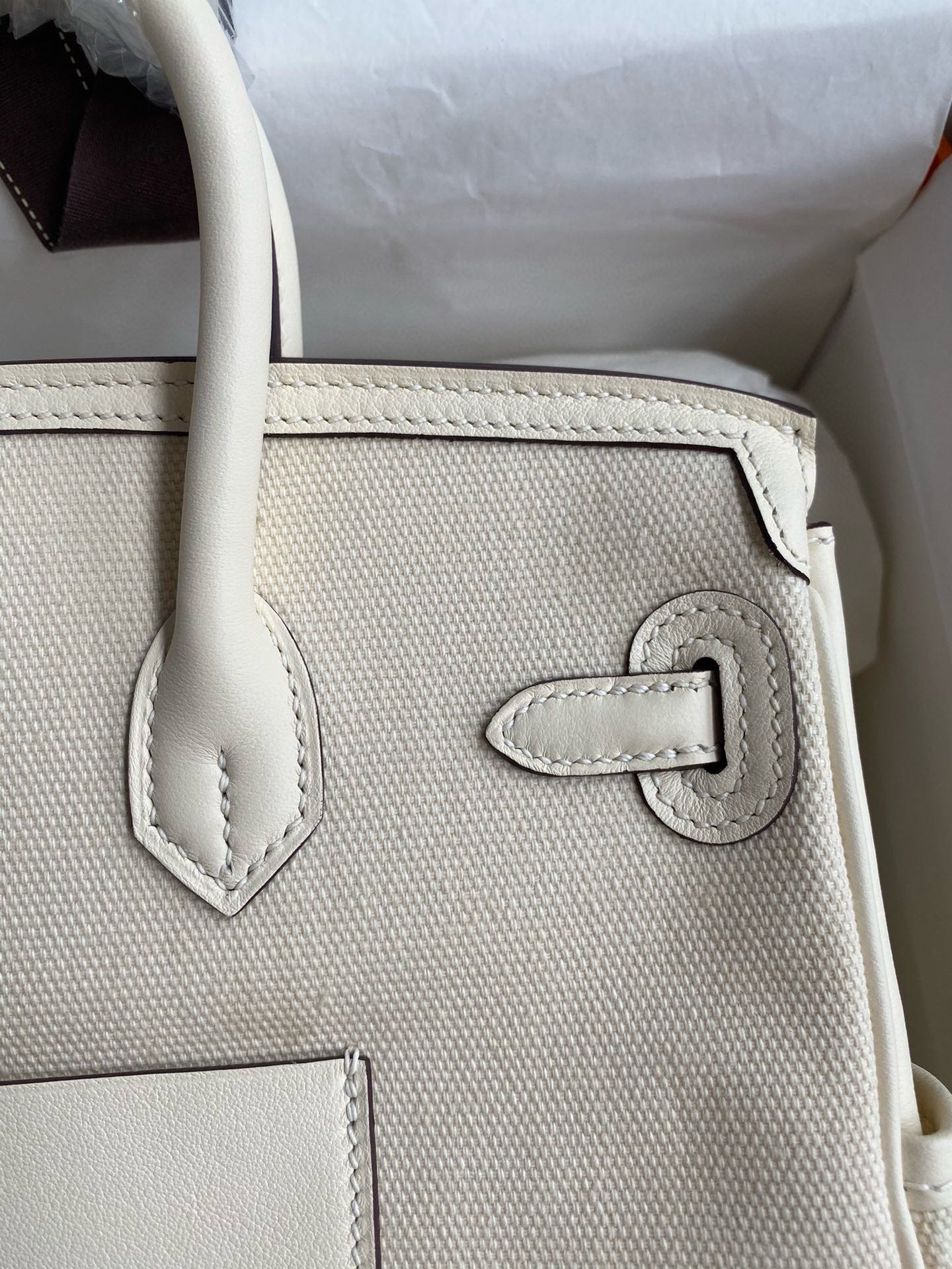 H**mes birkin cargo 25 bag in craie toile and swift leather