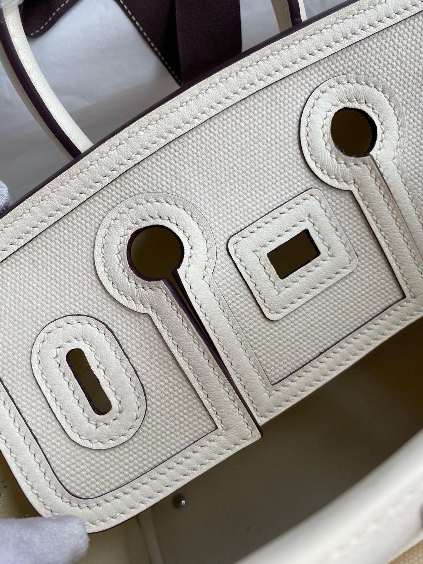 H**mes birkin cargo 25 bag in craie toile and swift leather