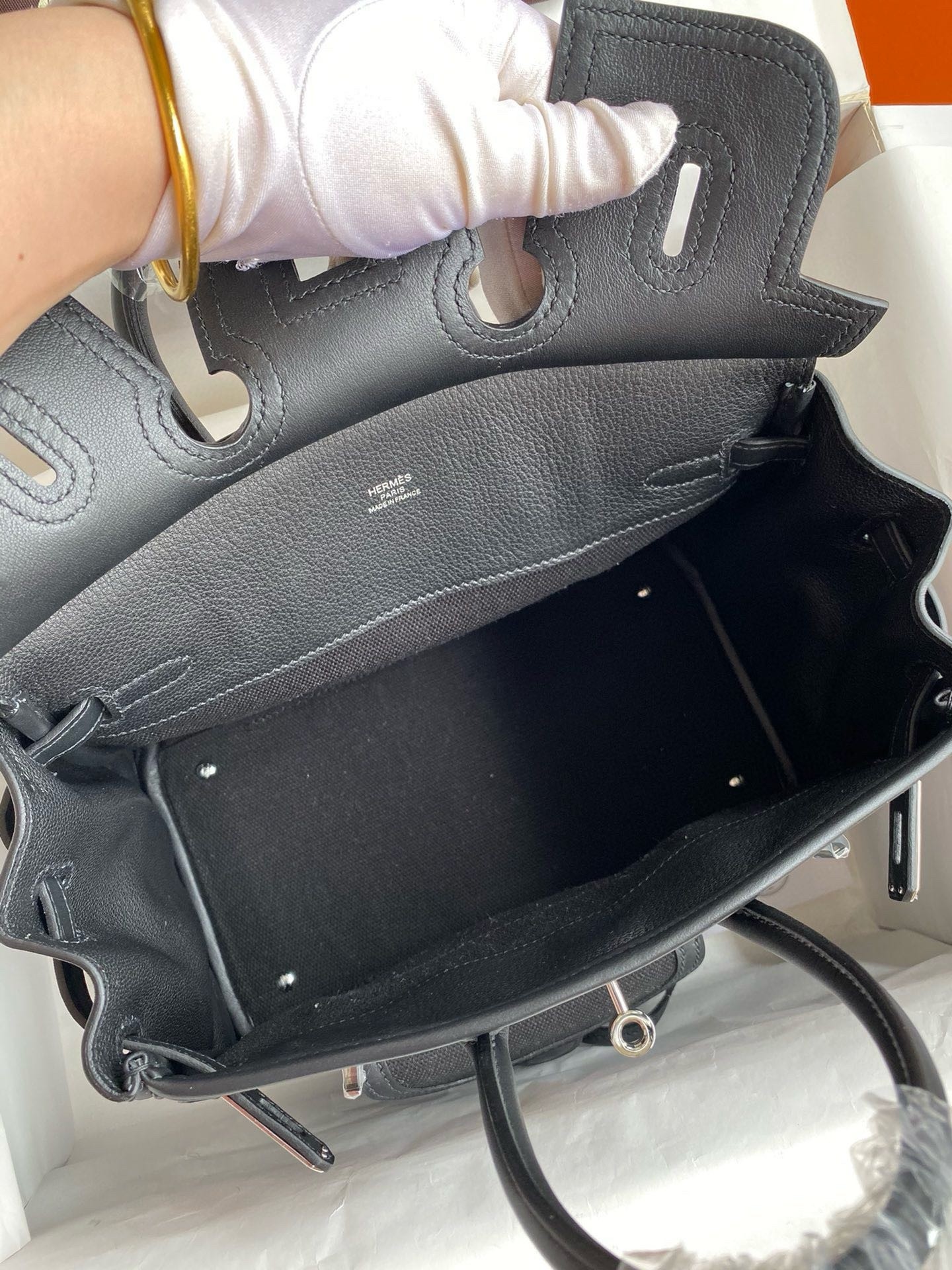 H**mes birkin cargo 25 bag in black toile and swift leather