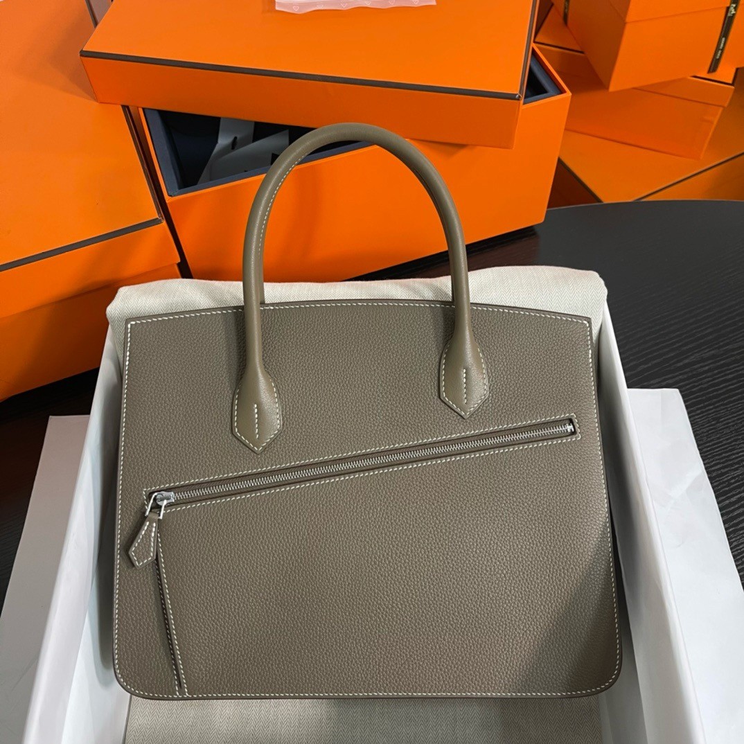 H**mes birkin 30 en desordre bag in taupe swift and clemence leather
