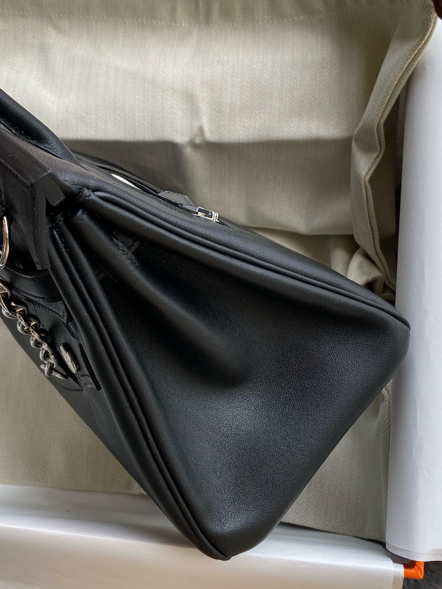 H**mes birkin rock 25 handmade bag in black volupto leather