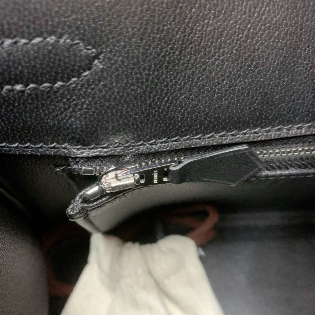 H**mes birkin rock 25 handmade bag in black volupto leather
