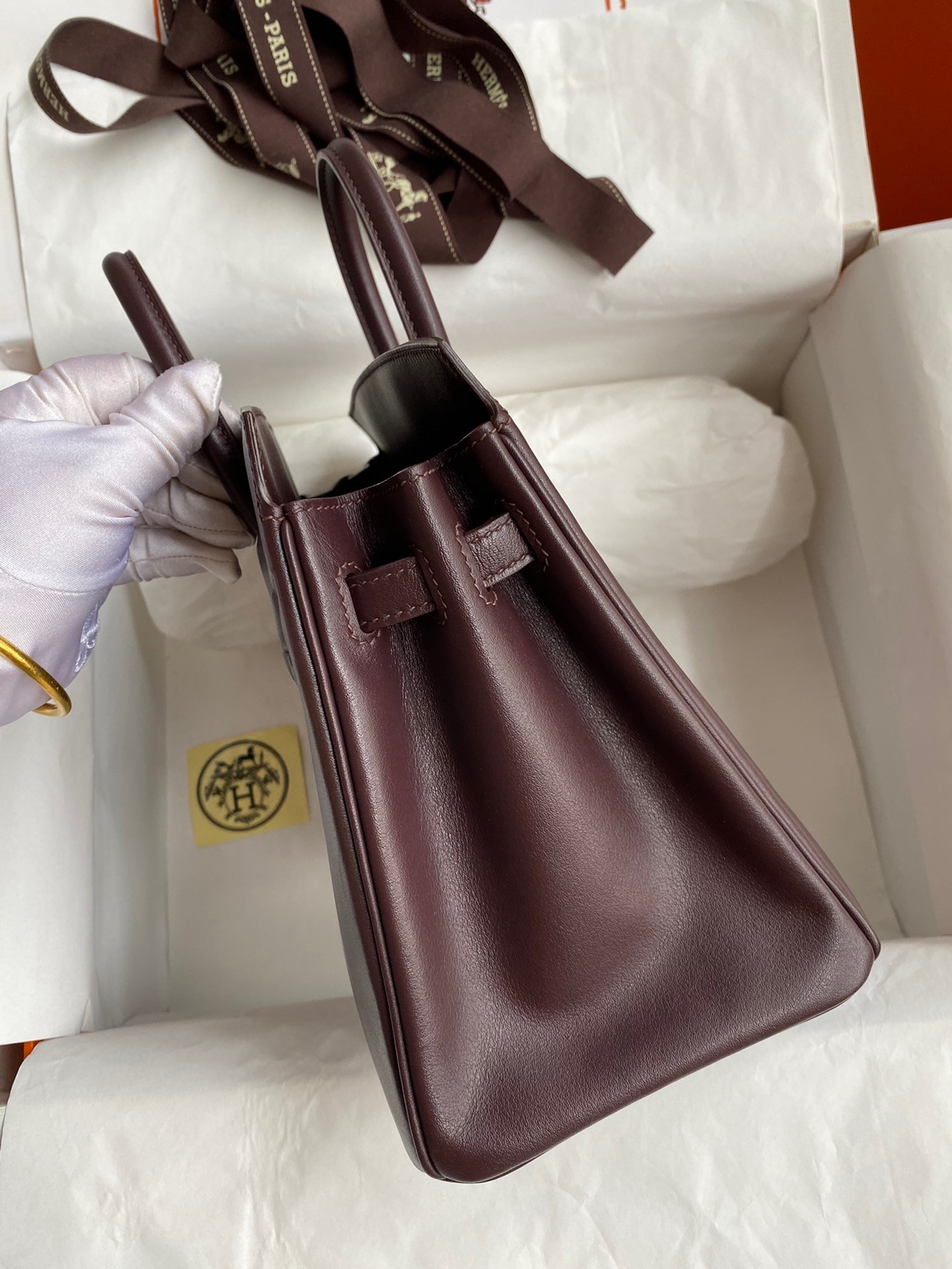 H**mes shadow birkin 25 limited edition bag in chocolat swift calfskin