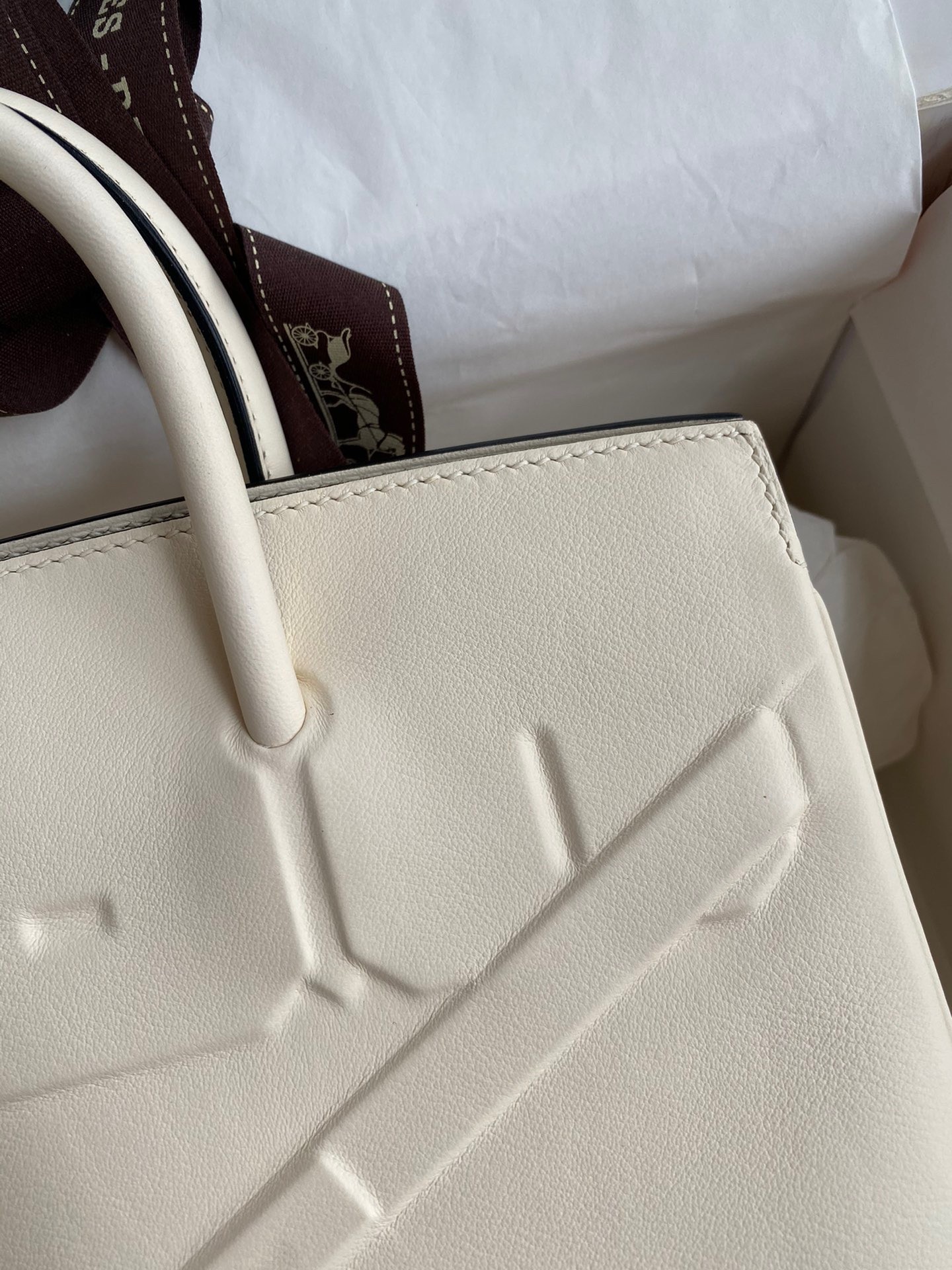 H**mes shadow birkin 25 limited edition bag in craie swift calfskin