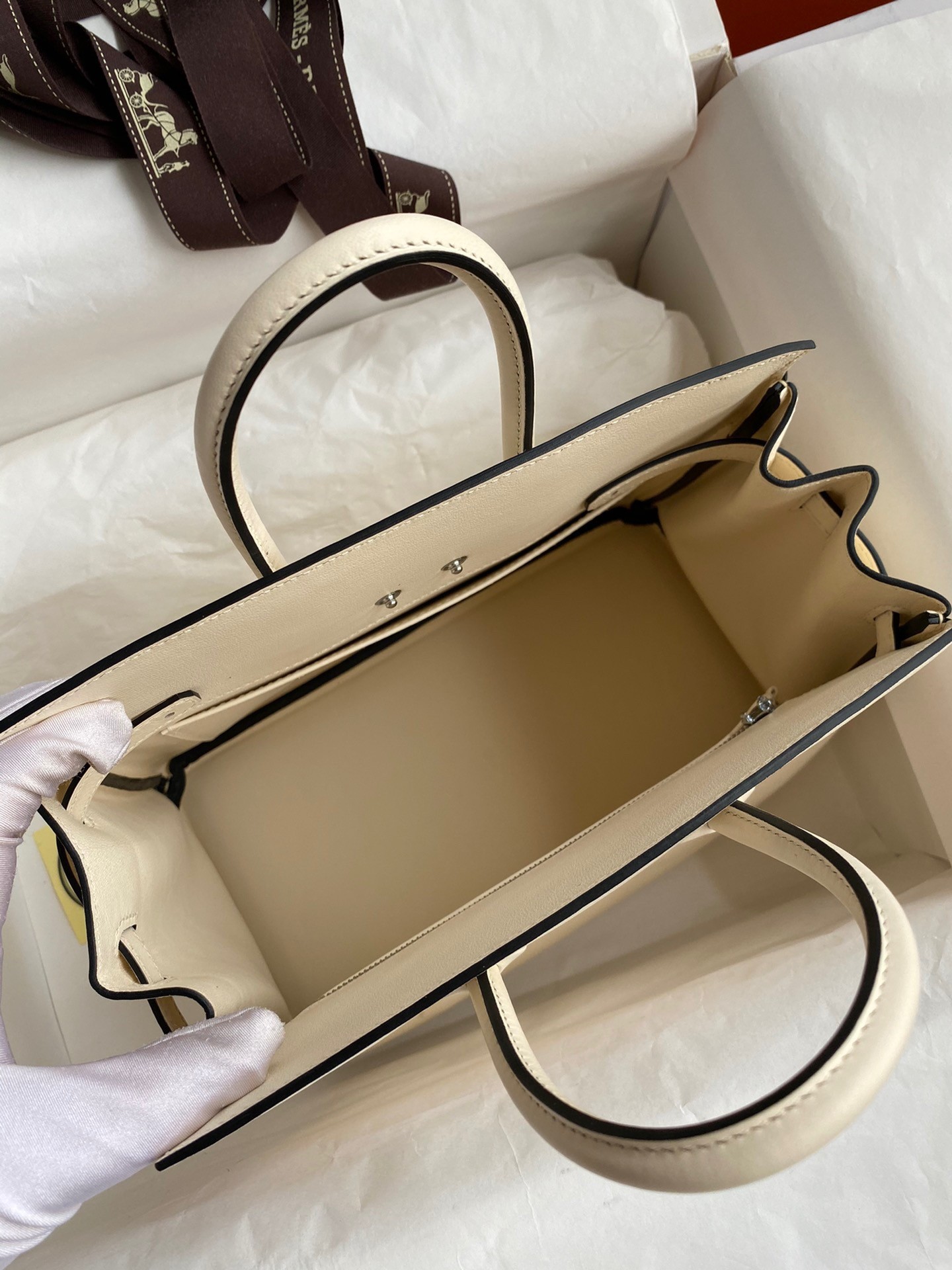 H**mes shadow birkin 25 limited edition bag in craie swift calfskin