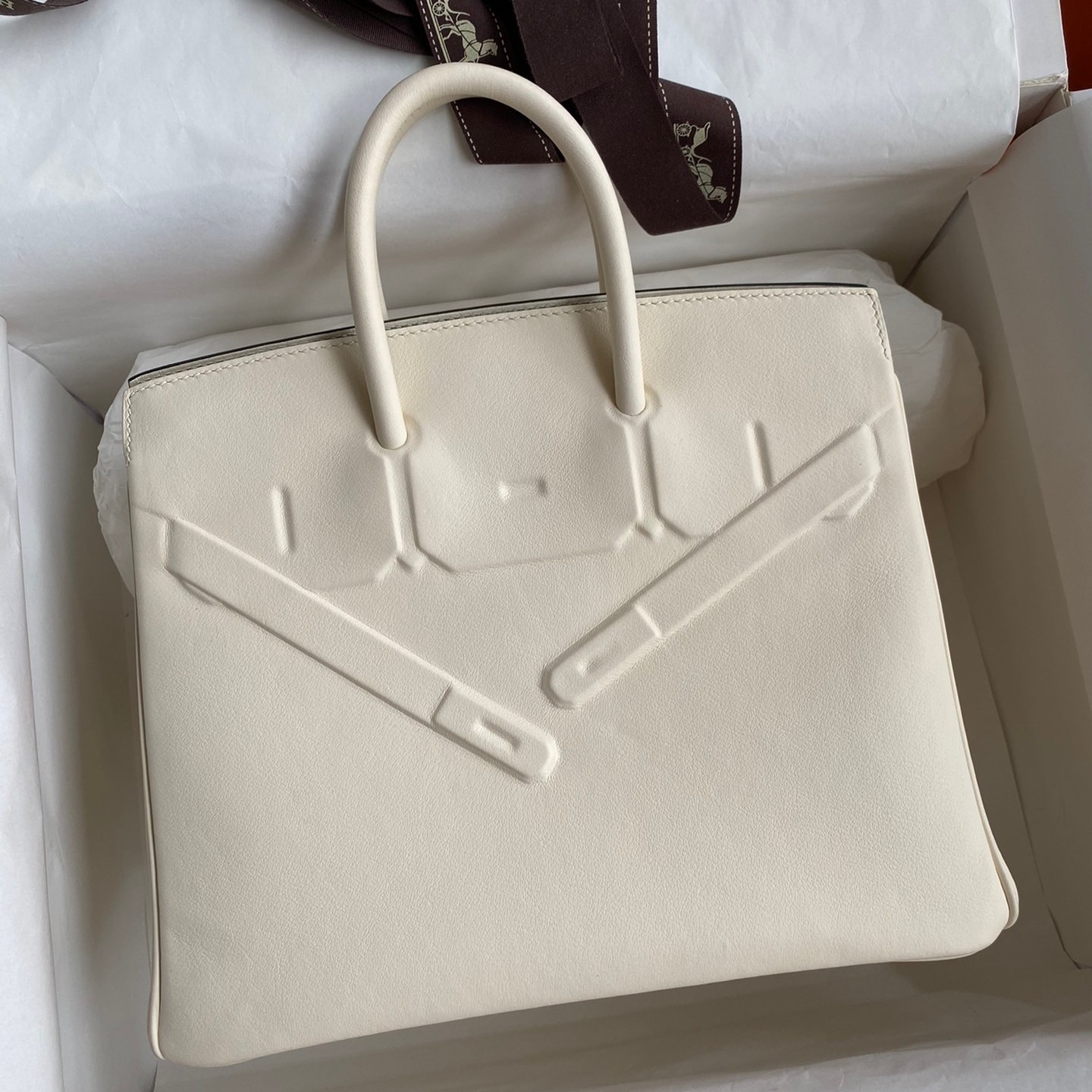 H**mes shadow birkin 25 limited edition bag in craie swift calfskin