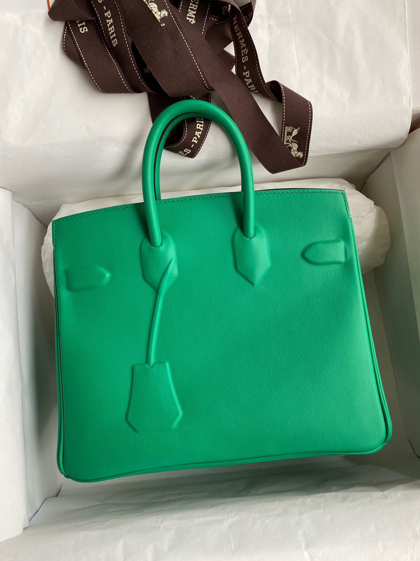 H**mes shadow birkin 25 limited edition bag in green swift calfskin