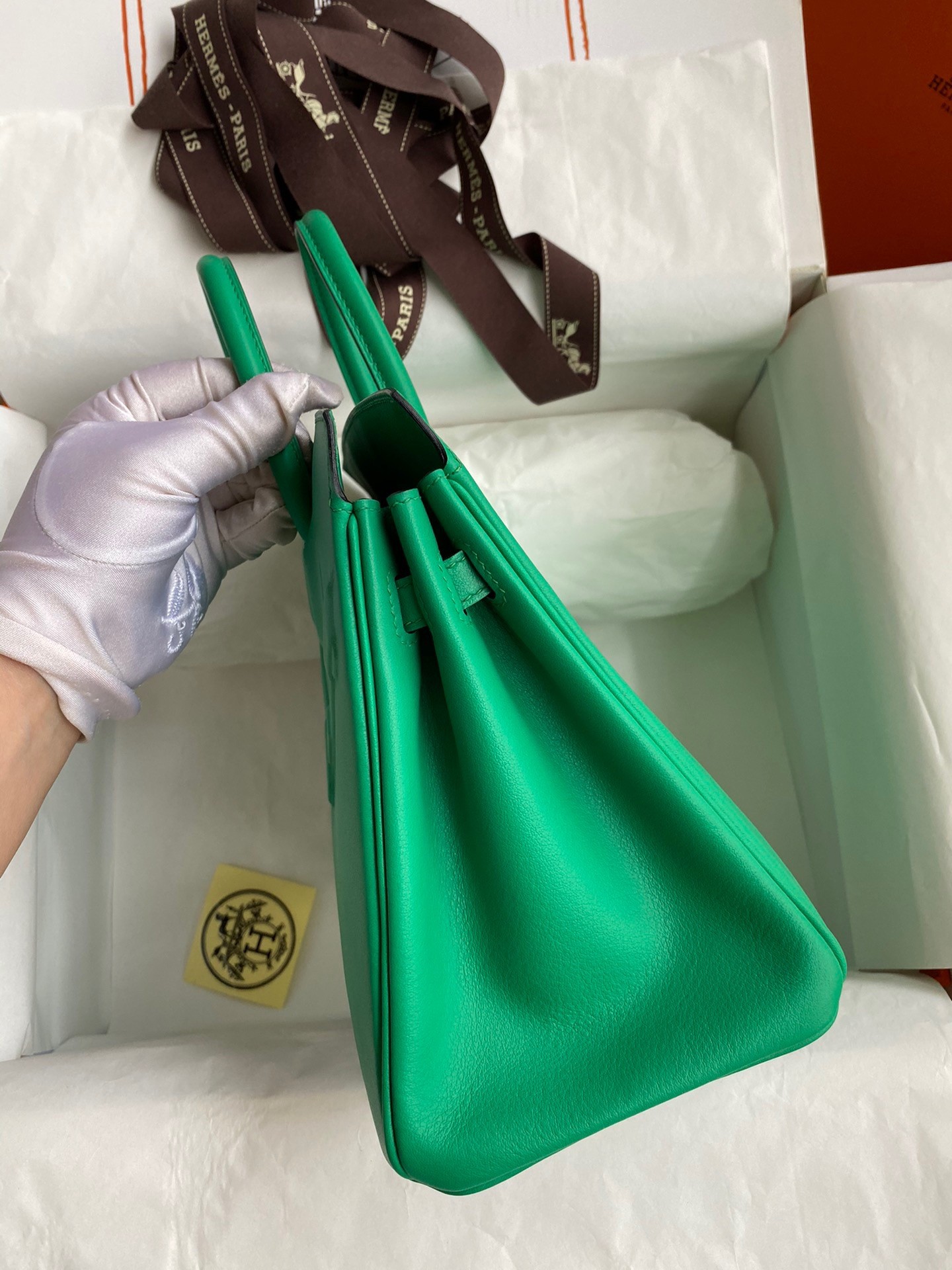 H**mes shadow birkin 25 limited edition bag in green swift calfskin