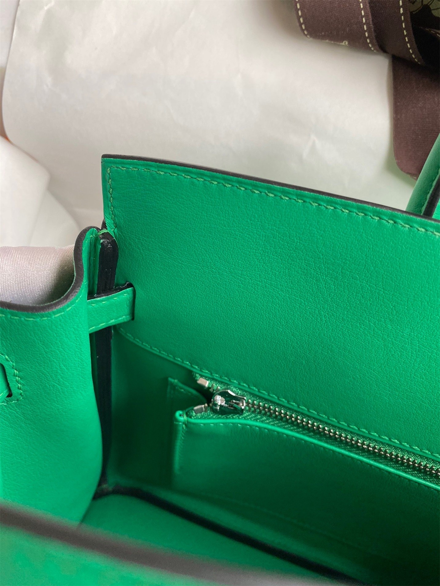 H**mes shadow birkin 25 limited edition bag in green swift calfskin