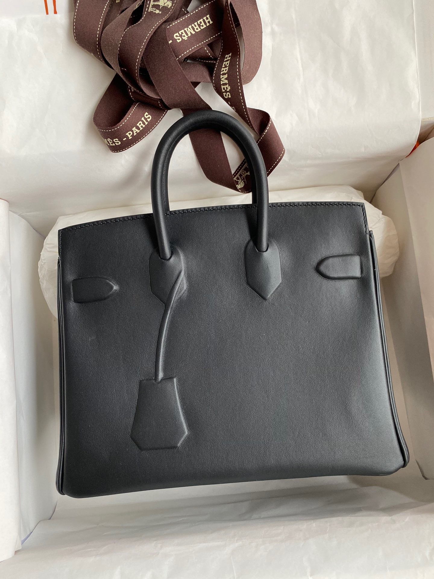 H**mes shadow birkin 25 limited edition bag in black swift calfskin