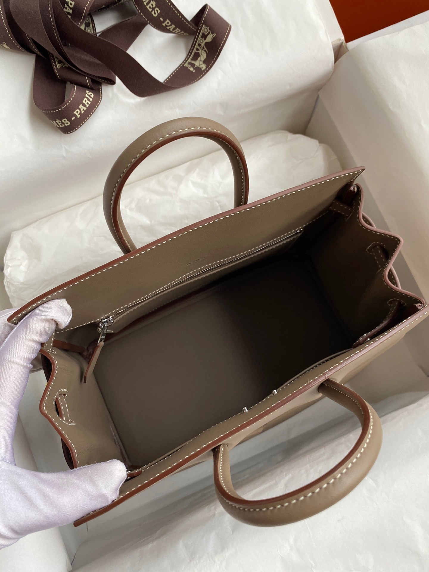 H**mes shadow birkin 25 limited edition bag in taupe swift calfskin