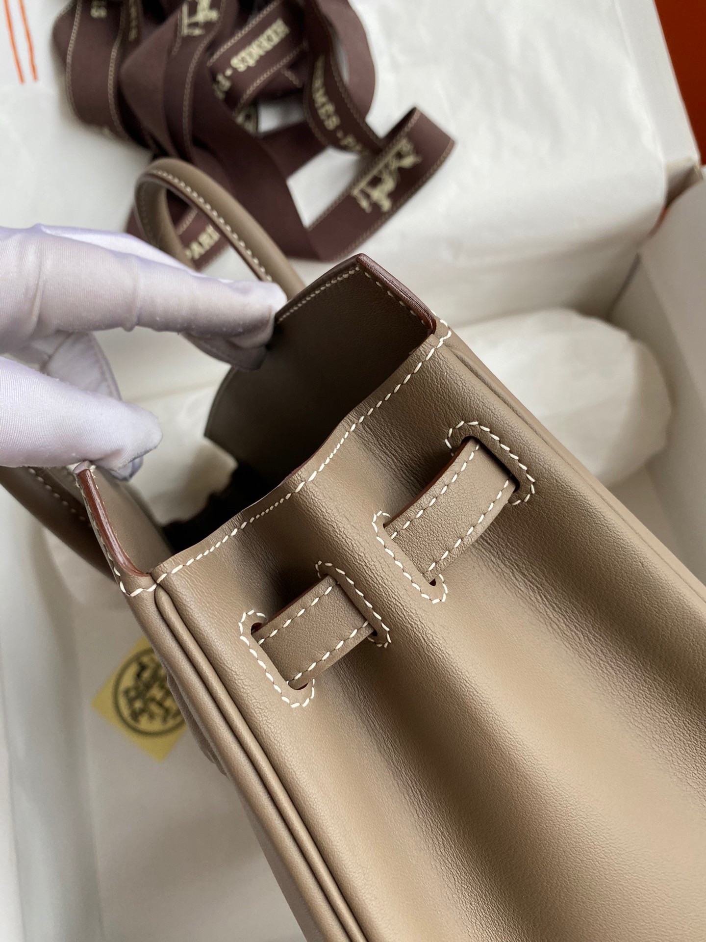 H**mes shadow birkin 25 limited edition bag in taupe swift calfskin