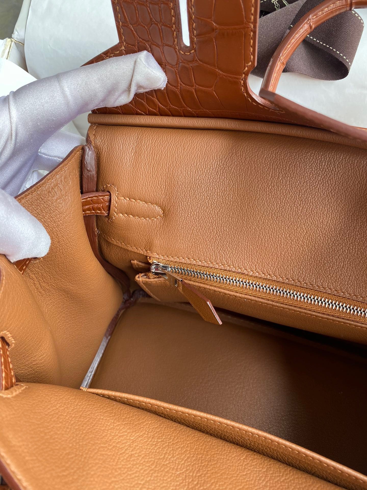 H**mes touch birkin 25 bag in gold togo and matte alligator leather