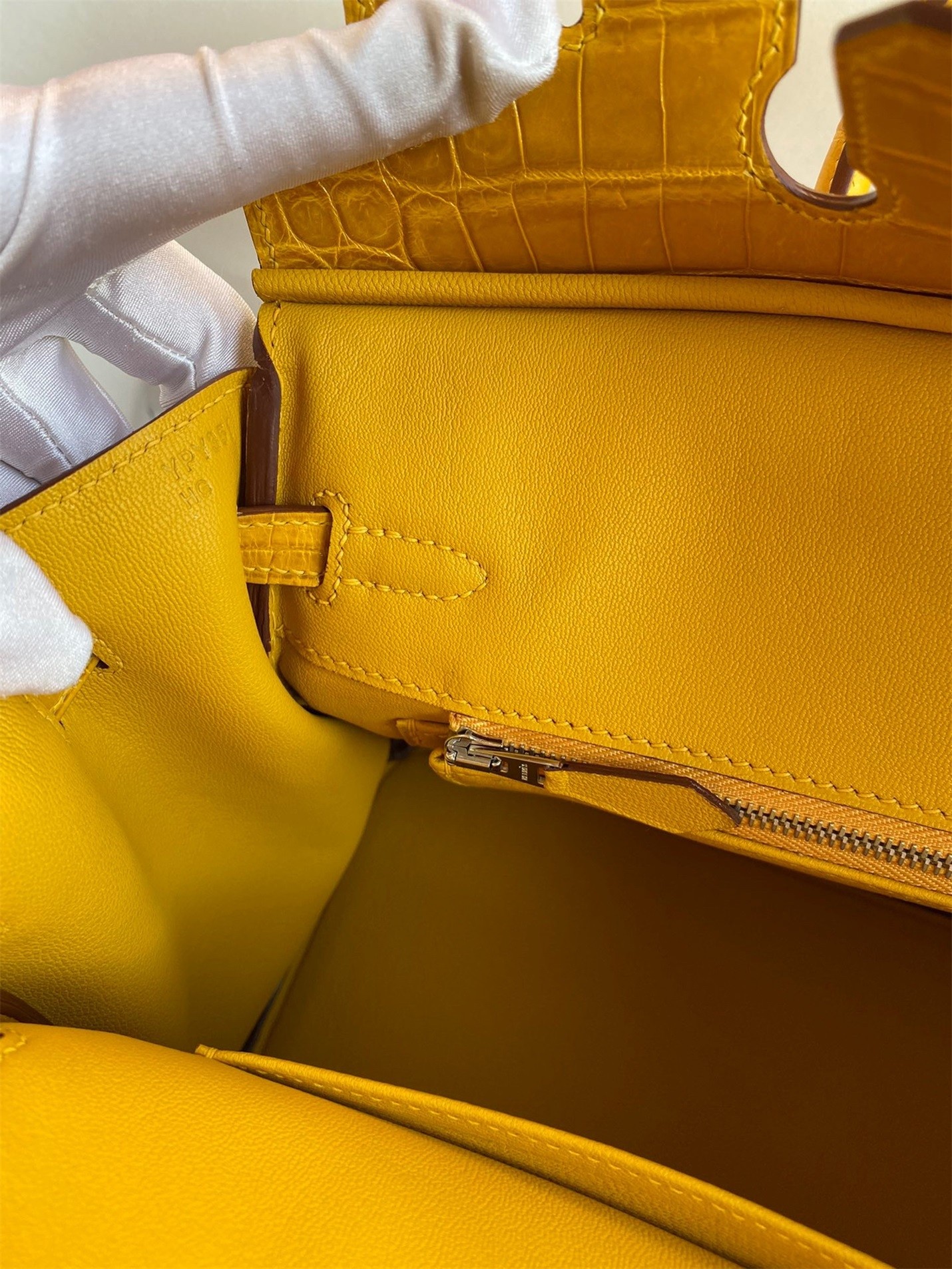 H**mes touch birkin 25 bag in yellow togo and matte alligator leather