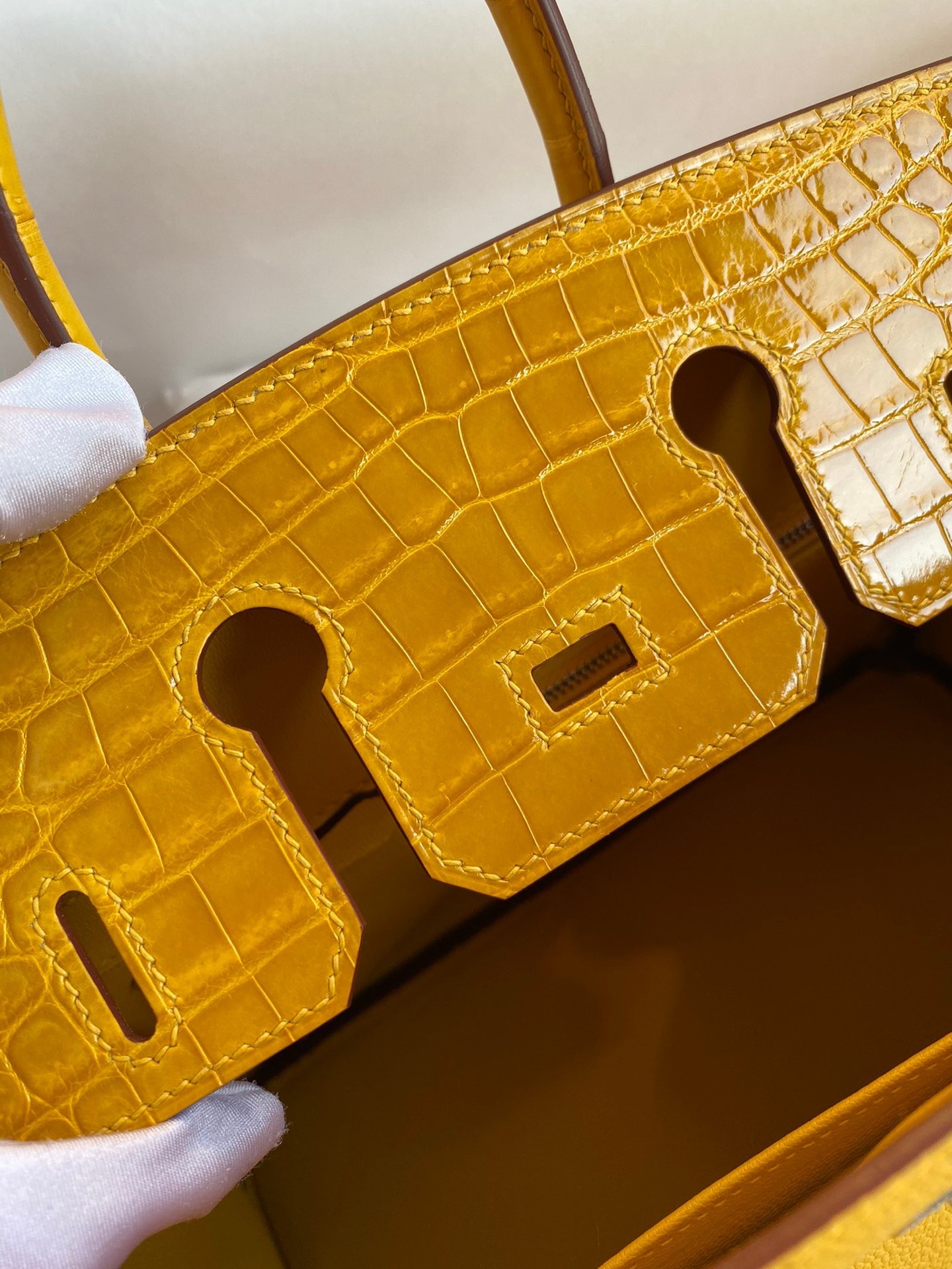 H**mes touch birkin 25 bag in yellow togo and matte alligator leather