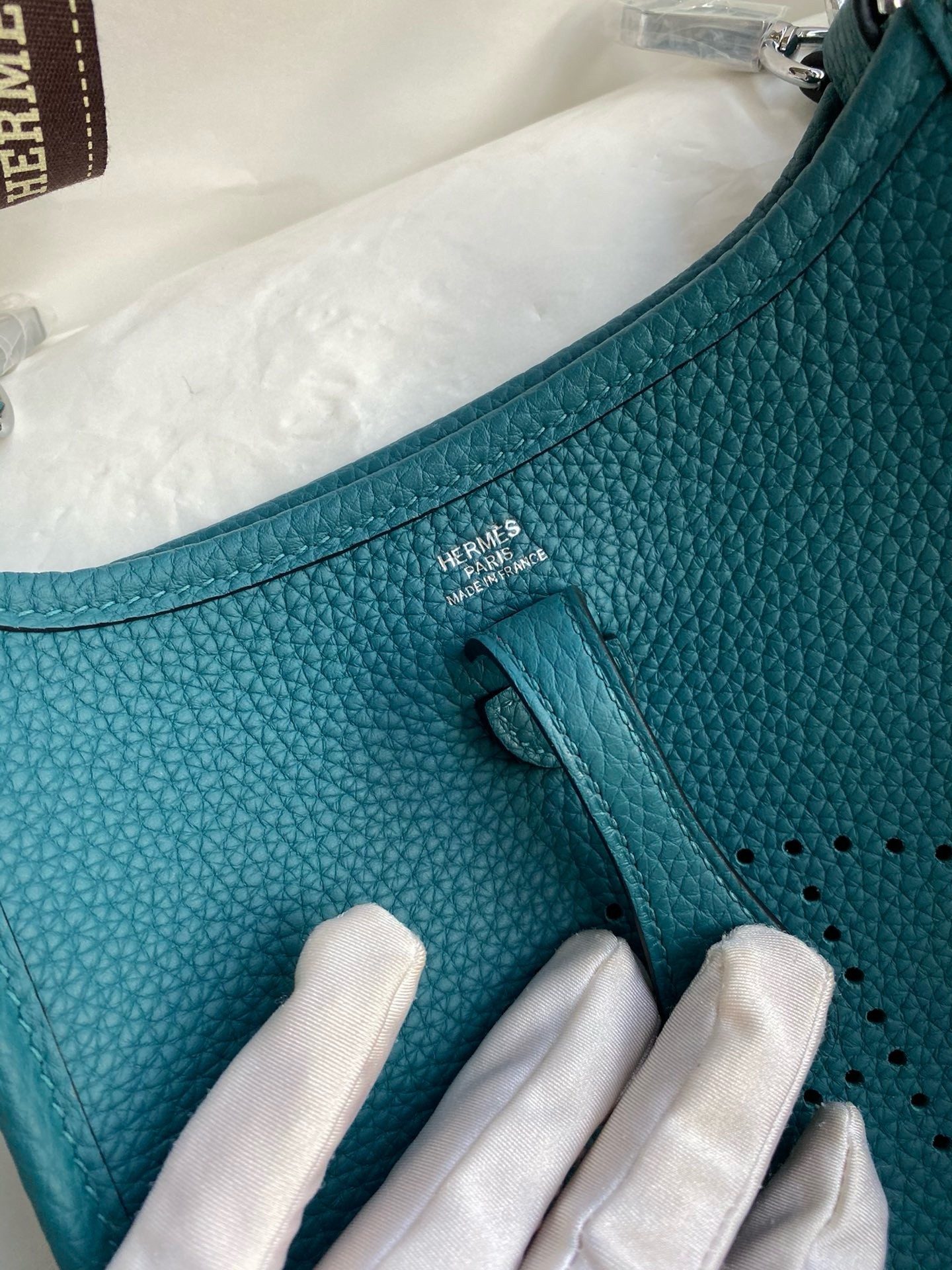 H**mes evelyne mini handmade bag in colvert clemence leather