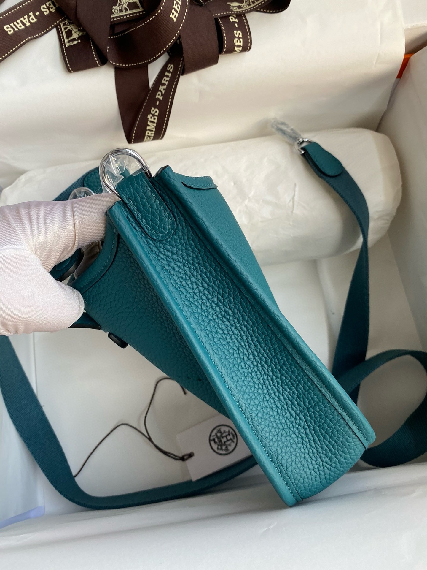 H**mes evelyne mini handmade bag in colvert clemence leather