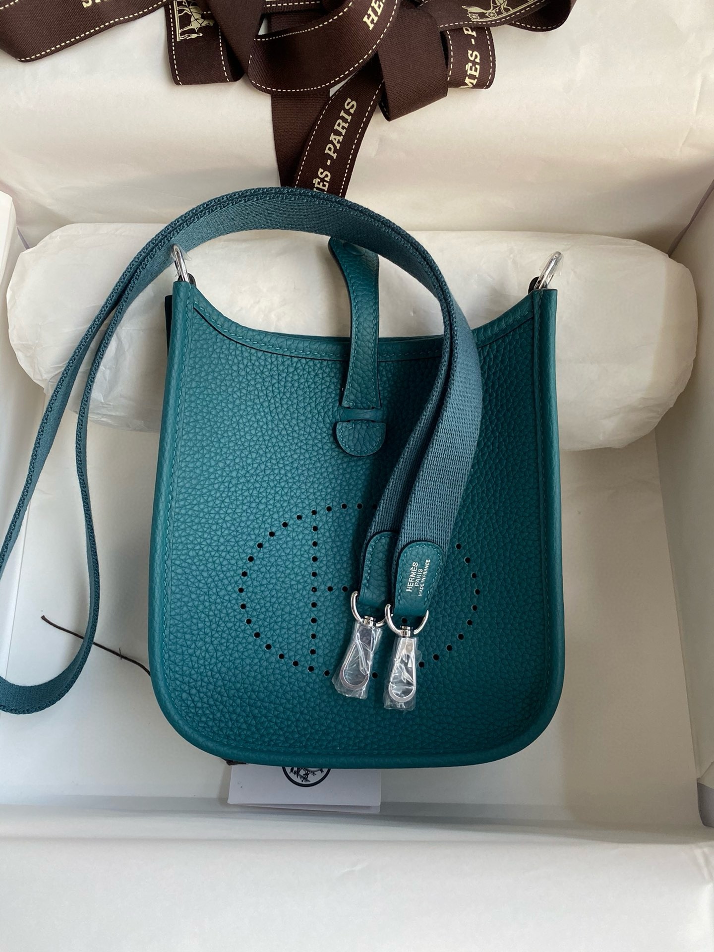 H**mes evelyne mini handmade bag in colvert clemence leather