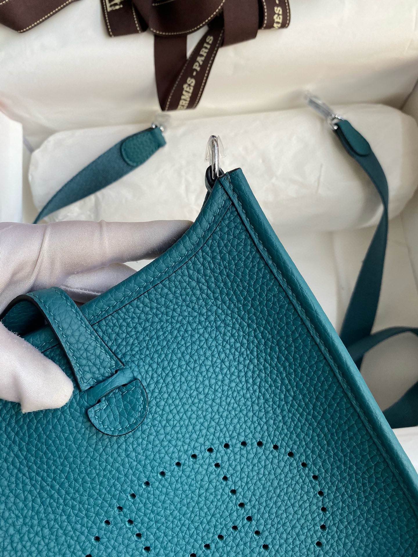 H**mes evelyne mini handmade bag in colvert clemence leather
