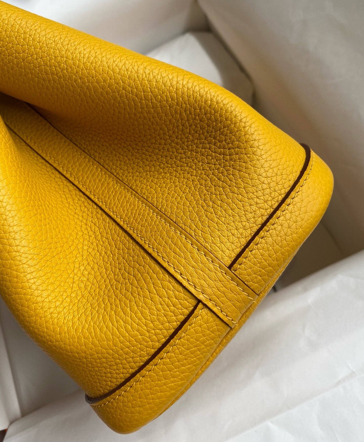 H**mes garden party 30 handmade bag in jaune ambre clemence leather