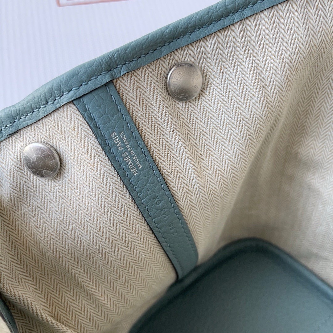 H**mes garden party 30 handmade bag in ciel negonda leather