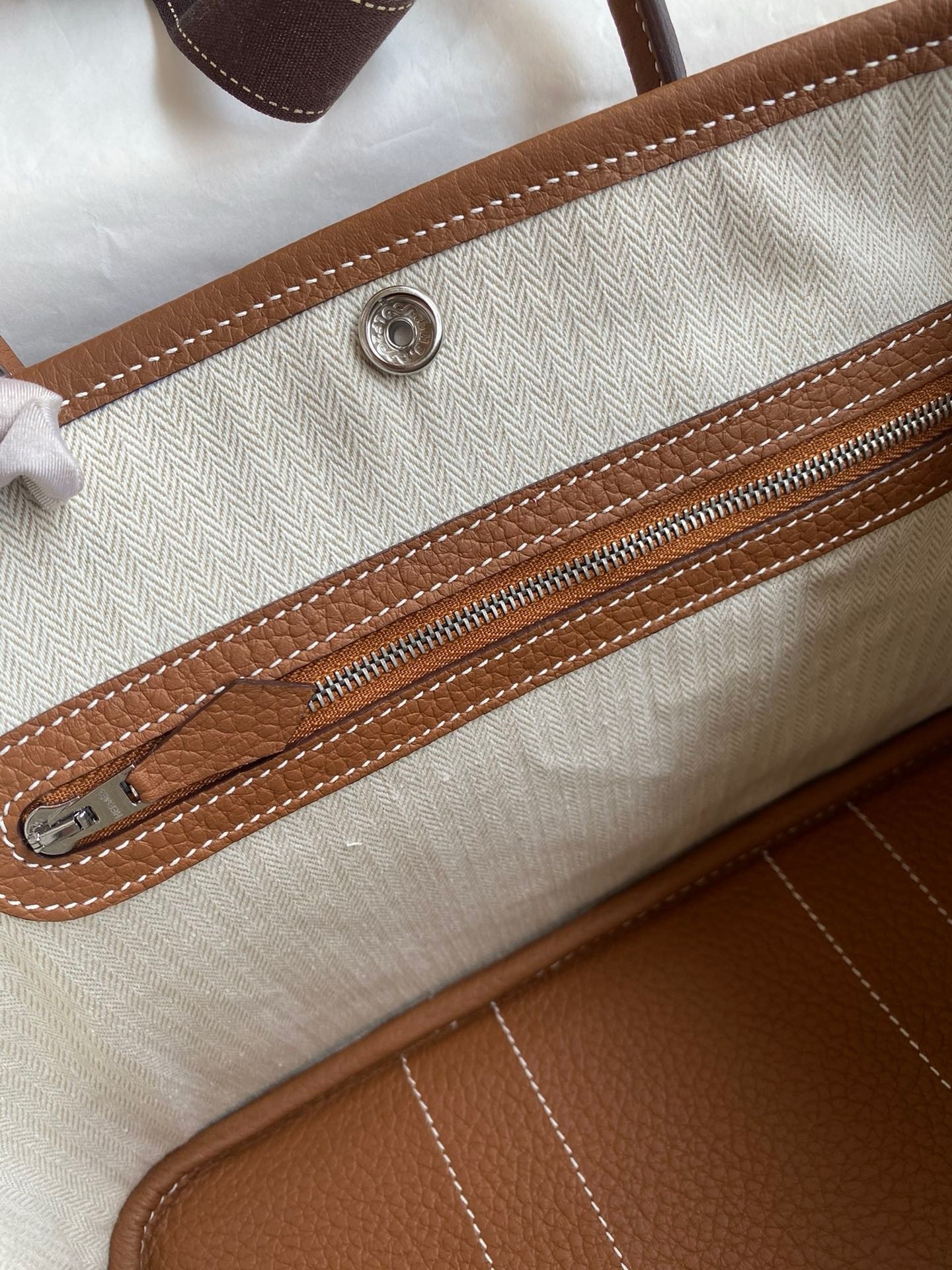 H**mes garden party 30 handmade bag in gold negonda leather