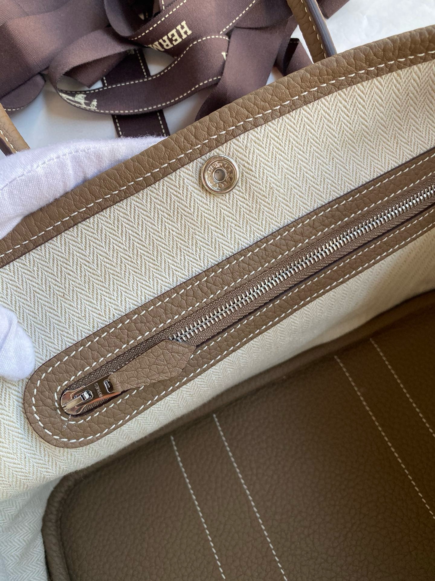 H**mes garden party 30 handmade bag in taupe negonda leather