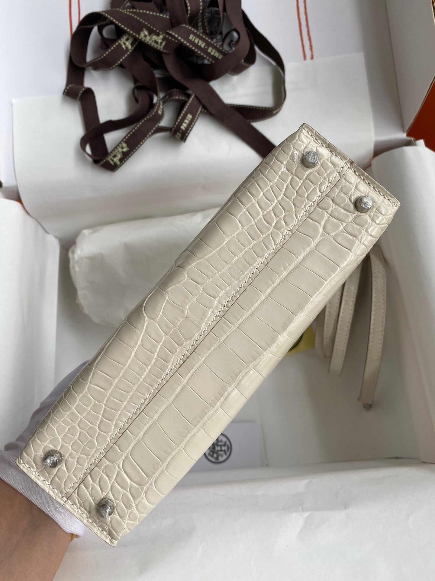 H**mes kelly mini ii sellier handmade bag in beton matte alligator leather